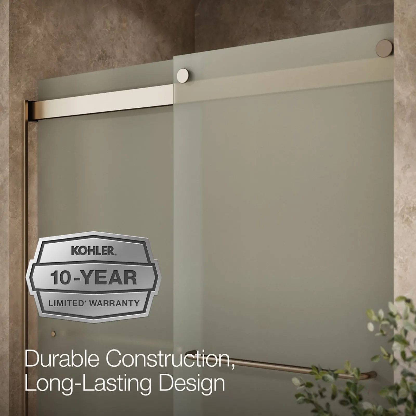 56-5/8"-59-5/8" W x 62" H bypass bath door with 1/4"-thick Frosted glass^Kohler New