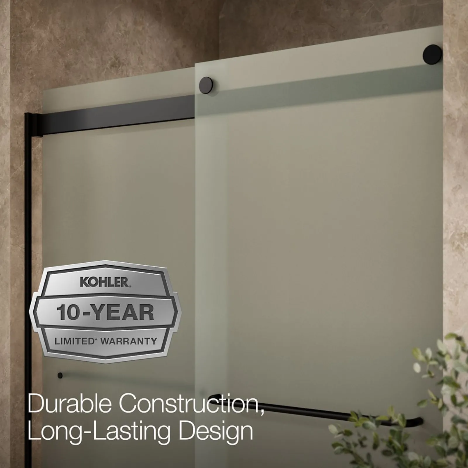 56-5/8"-59-5/8" W x 62" H bypass bath door with 1/4"-thick Frosted glass^Kohler New