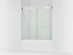 54"-60" W x 61-7/16" H bypass bath door with 3/8"-thick Crystal Clear glass^Kohler Clearance