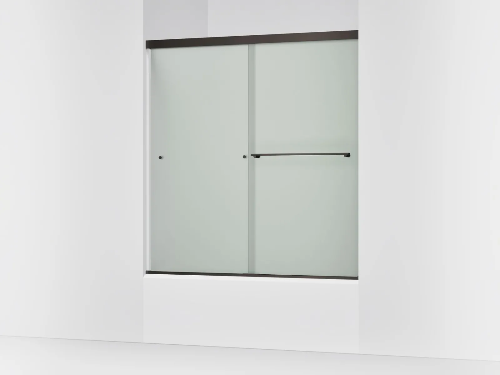 55-5/8"-59-5/8" W x 62" H bypass bath door with 5/16"-thick Frosted glass^Kohler