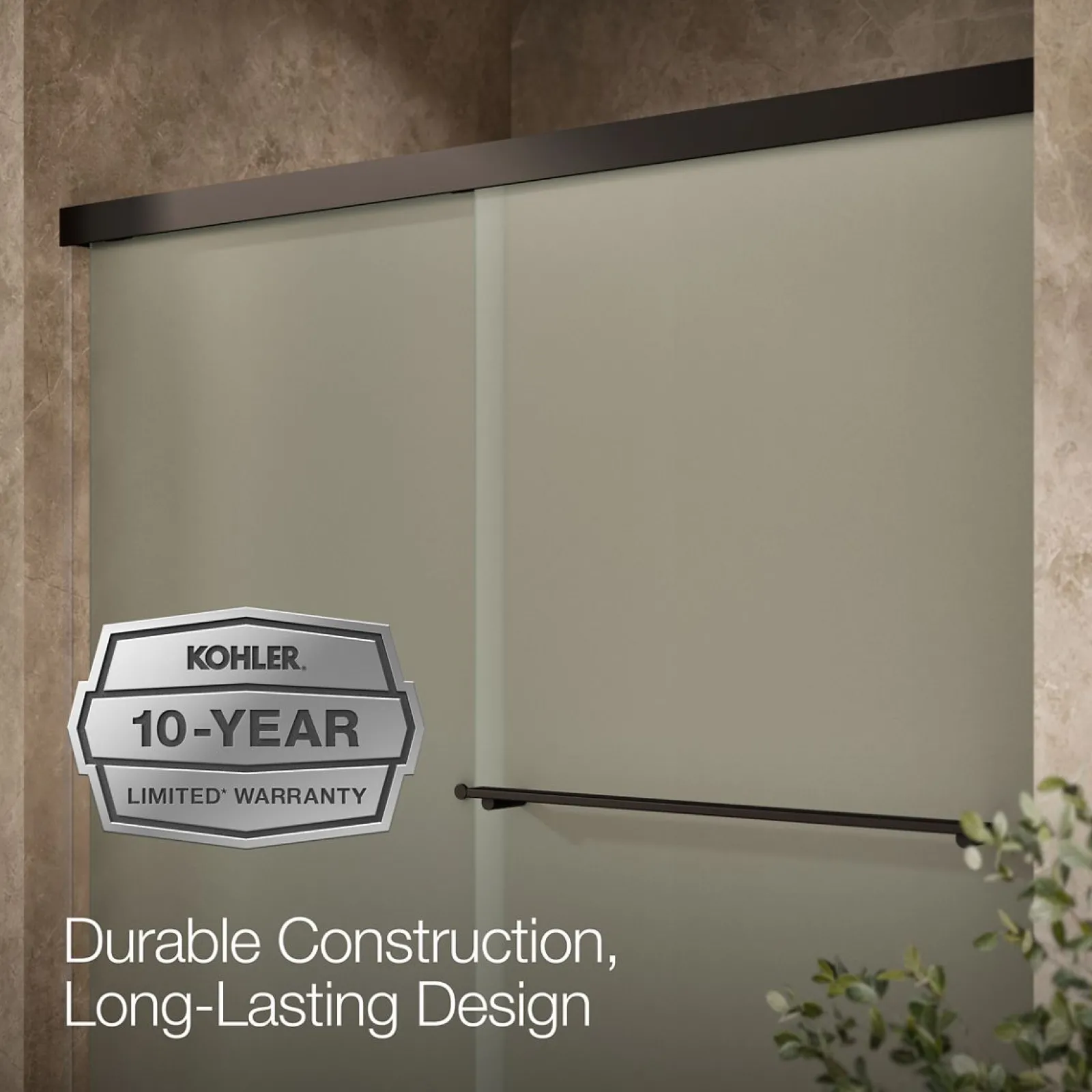 55-5/8"-59-5/8" W x 62" H bypass bath door with 5/16"-thick Frosted glass^Kohler