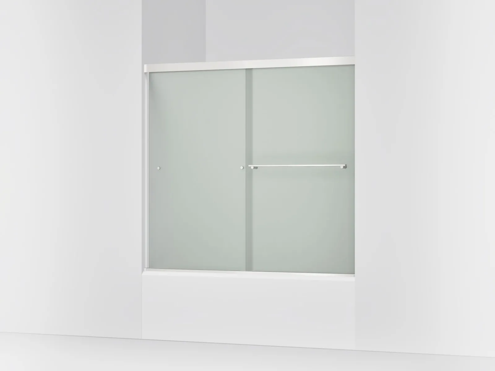 55-5/8"-59-5/8" W x 55-1/2" H bypass bath door with 1/4"-thick Frosted glass^Kohler