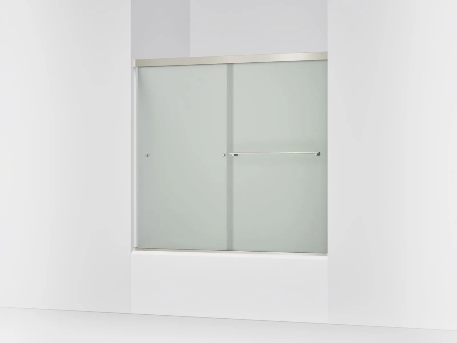 55-5/8"-59-5/8" W x 55-1/2" H bypass bath door with 1/4"-thick Frosted glass^Kohler