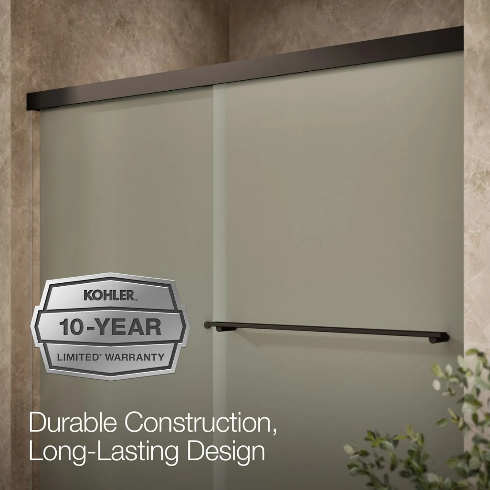 55-5/8"-59-5/8" W x 55-1/2" H bypass bath door with 1/4"-thick Frosted glass^Kohler