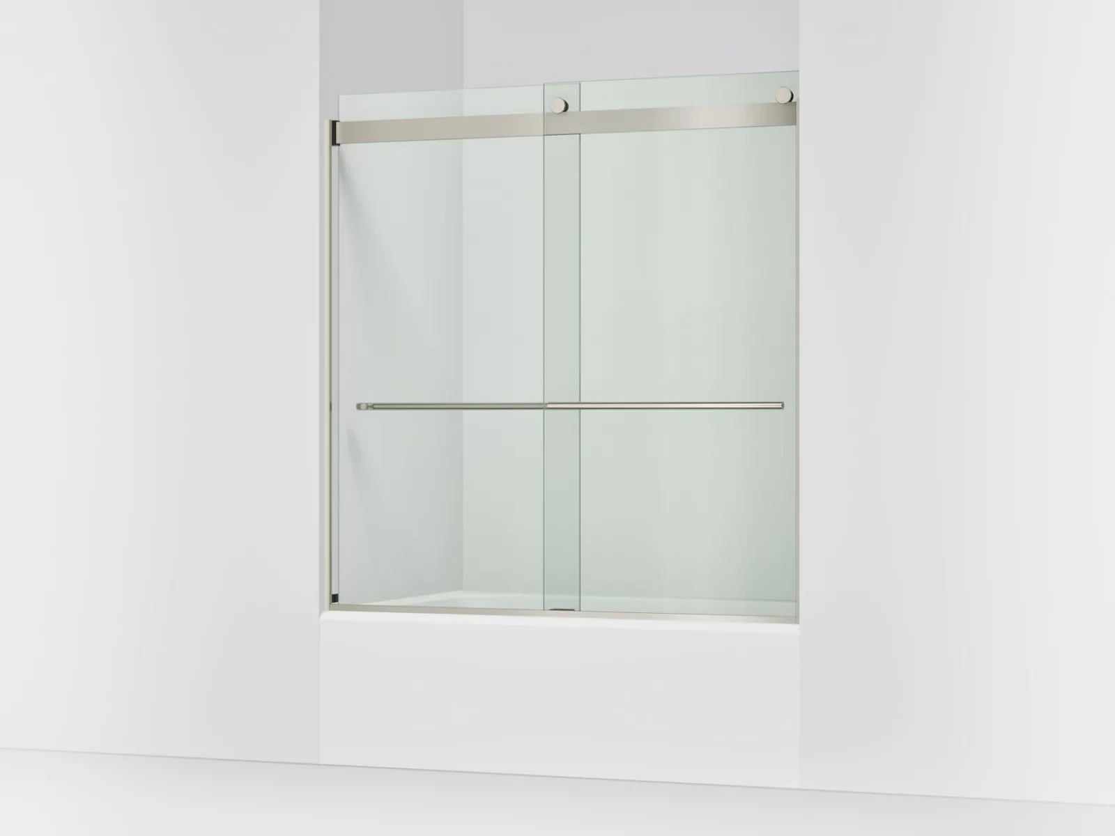 56-5/8"-59-5/8" W x 61.53" H bypass bath door with 3/8"-thick Crystal Clear glass^Kohler Hot