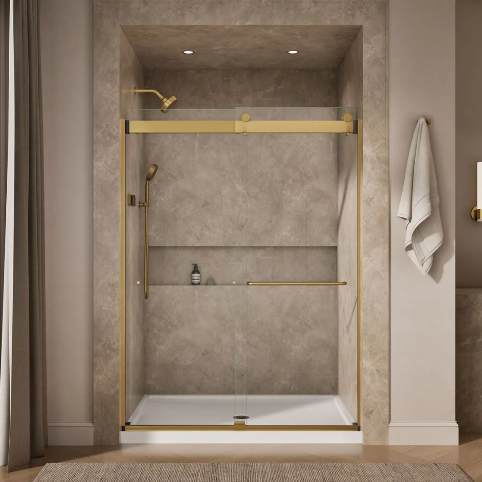 54"-60" W x 80-1/4" H bypass shower door with 3/8"-thick Crystal Clear glass^Kohler Outlet