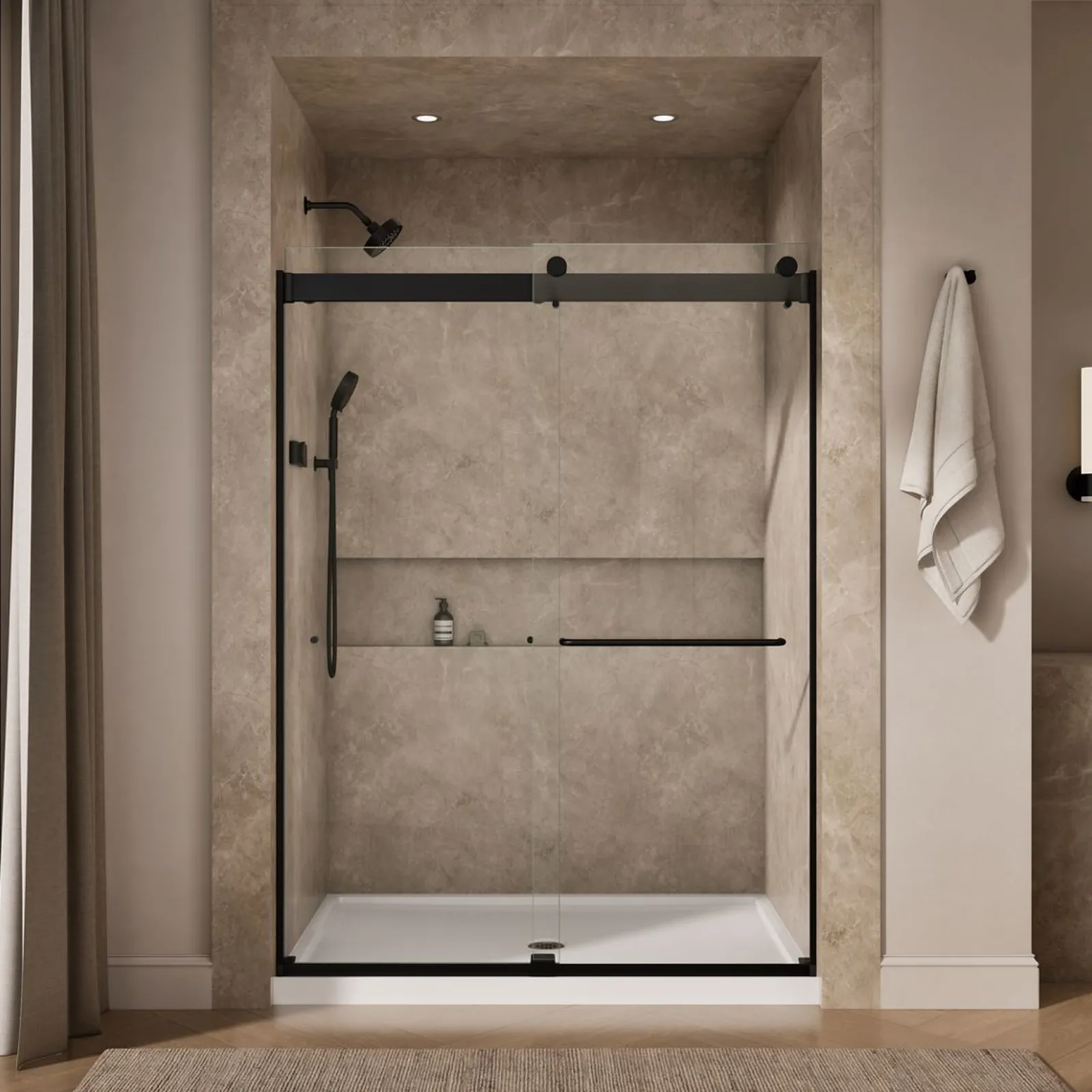 54"-60" W x 80-1/4" H bypass shower door with 3/8"-thick Crystal Clear glass^Kohler Outlet