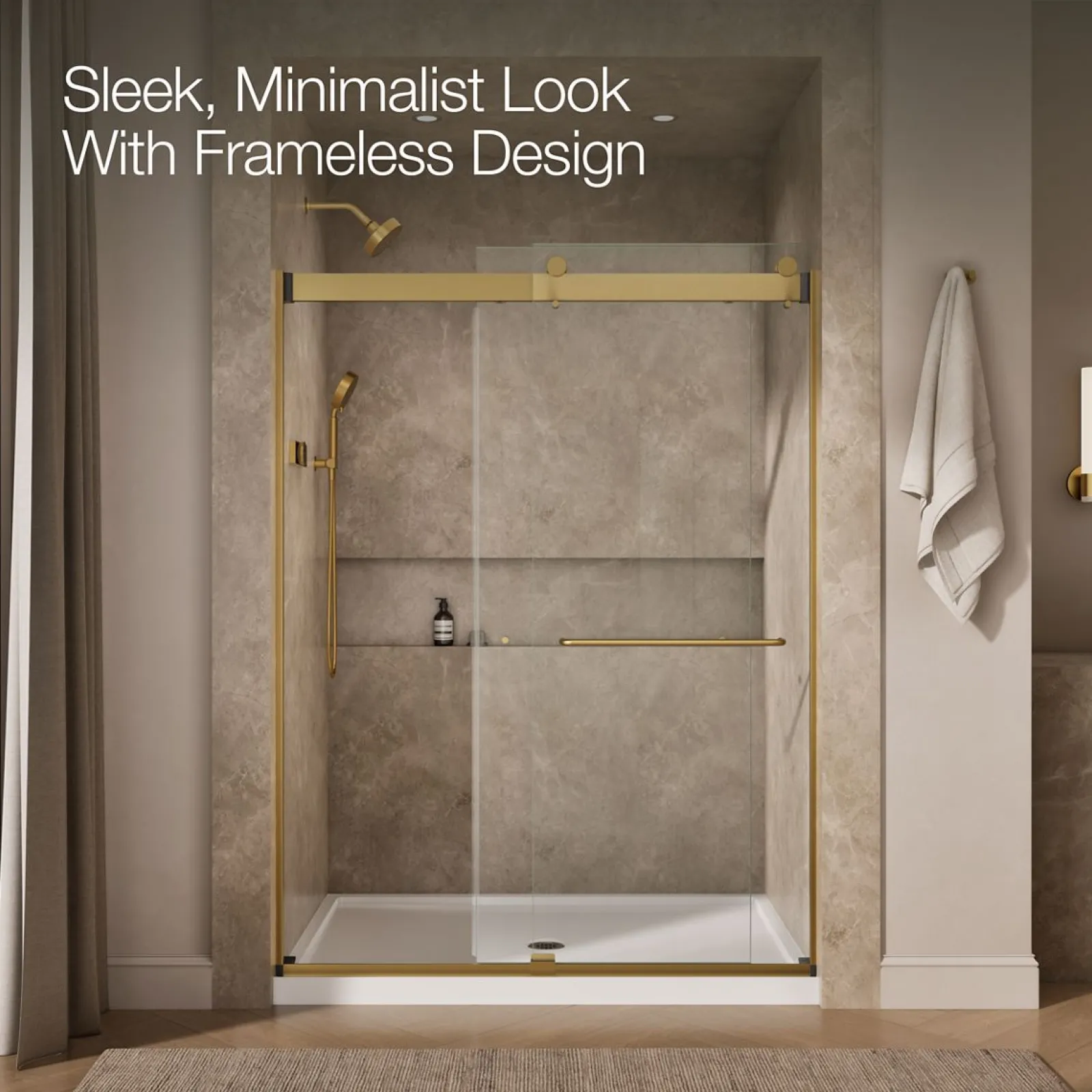 54"-60" W x 80-1/4" H bypass shower door with 3/8"-thick Crystal Clear glass^Kohler Outlet