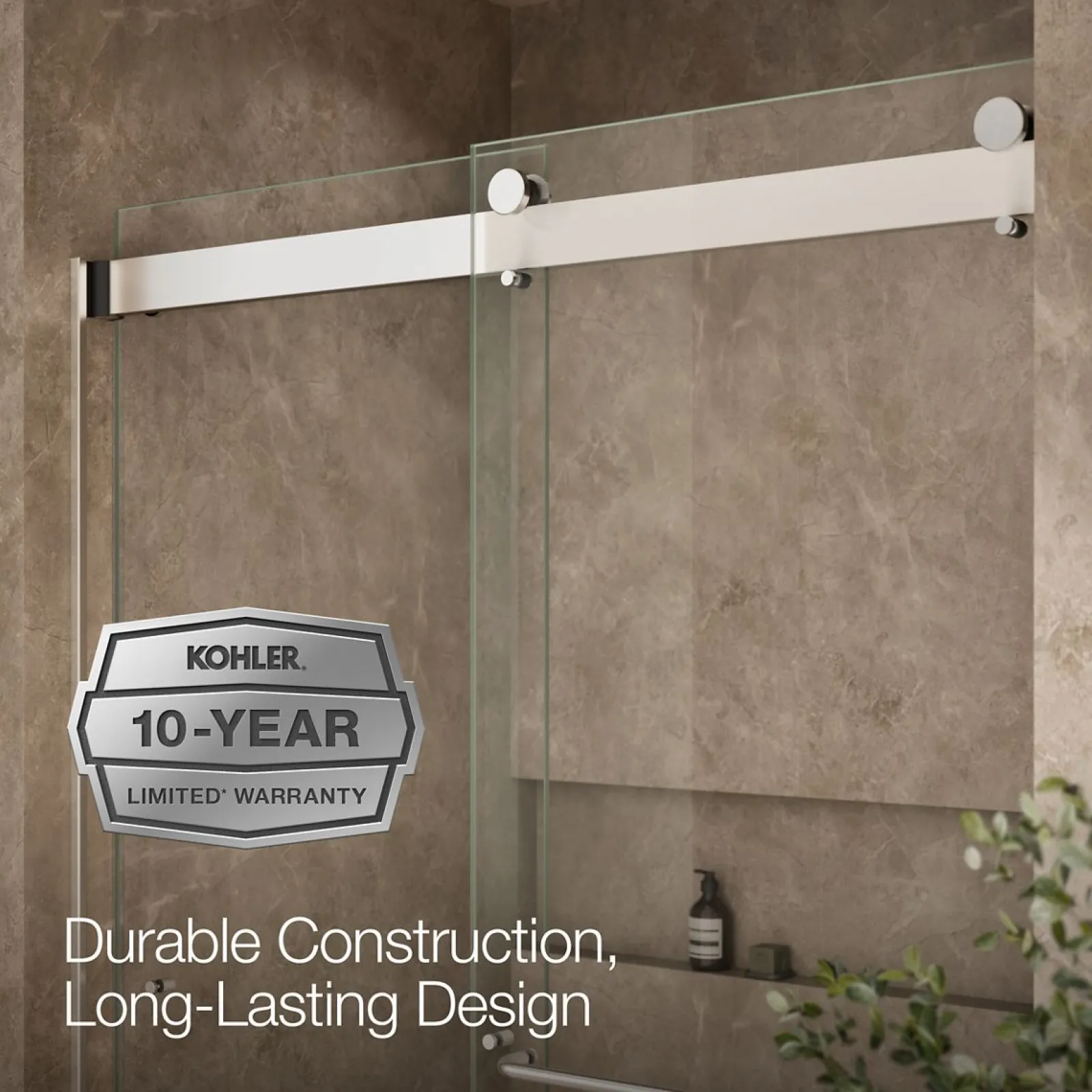 54"-60" W x 80-1/4" H bypass shower door with 3/8"-thick Crystal Clear glass^Kohler Outlet
