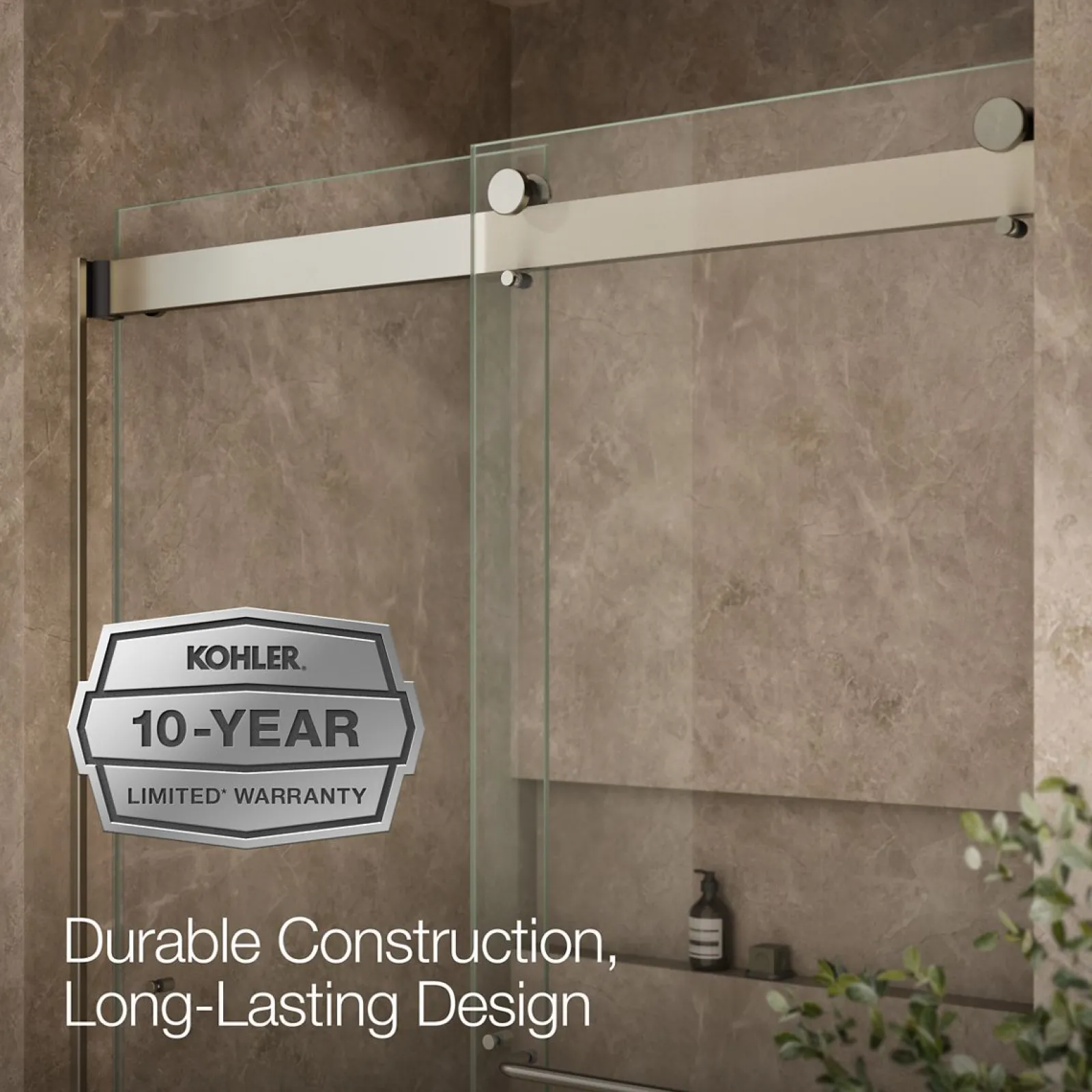 54"-60" W x 80-1/4" H bypass shower door with 3/8"-thick Crystal Clear glass^Kohler Outlet