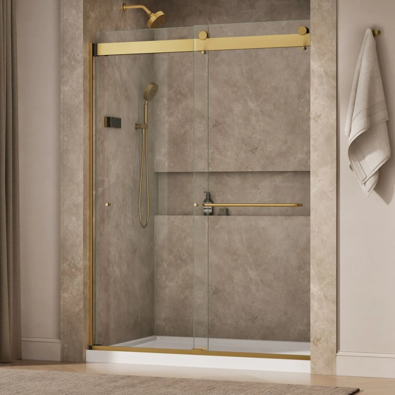 54"-60" W x 80-1/4" H bypass shower door with 3/8"-thick Crystal Clear glass^Kohler Outlet