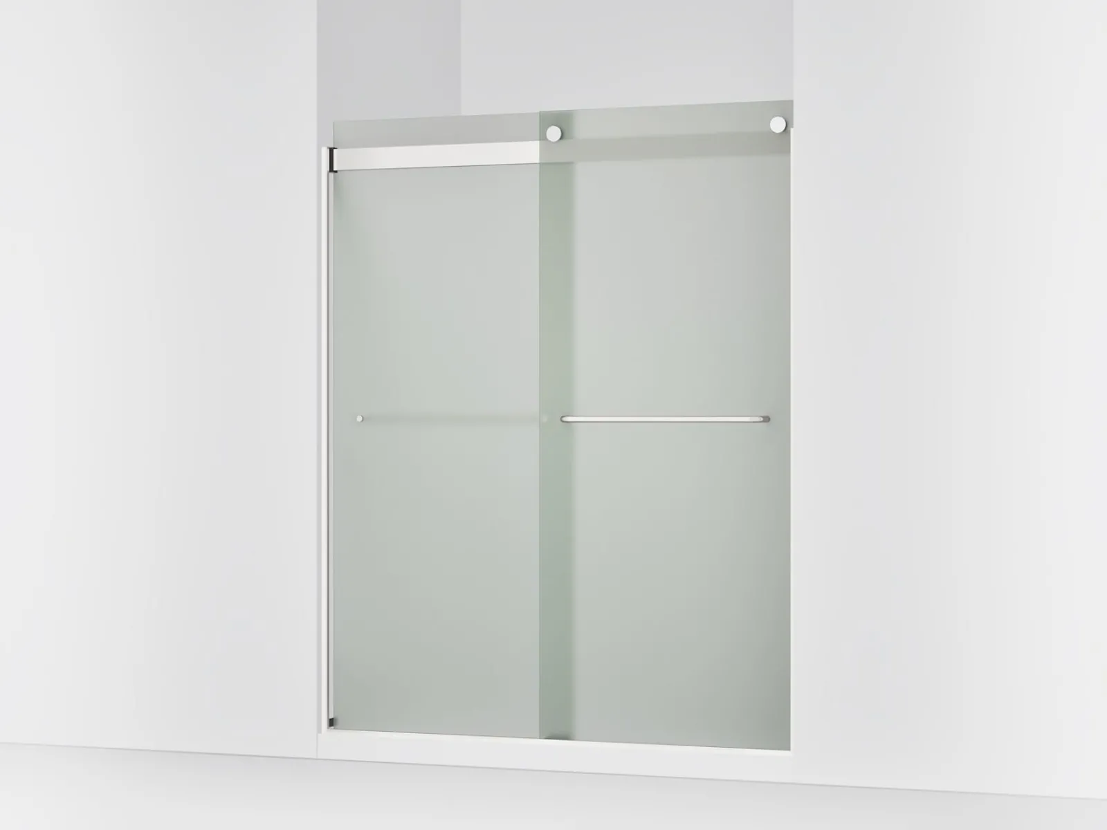 56-5/8"-59-5/8" W x 74" H bypass shower door with 1/4"-thick Frosted glass^Kohler
