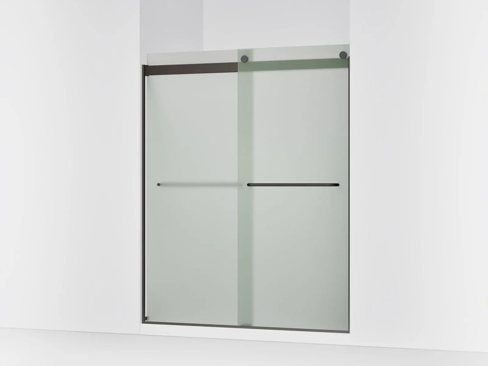 56-5/8"-59-5/8" W x 74" H bypass shower door with 1/4"-thick Frosted glass^Kohler