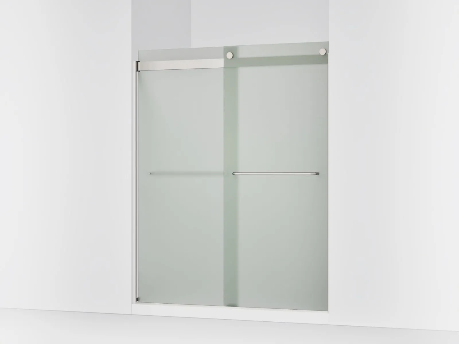 56-5/8"-59-5/8" W x 74" H bypass shower door with 1/4"-thick Frosted glass^Kohler
