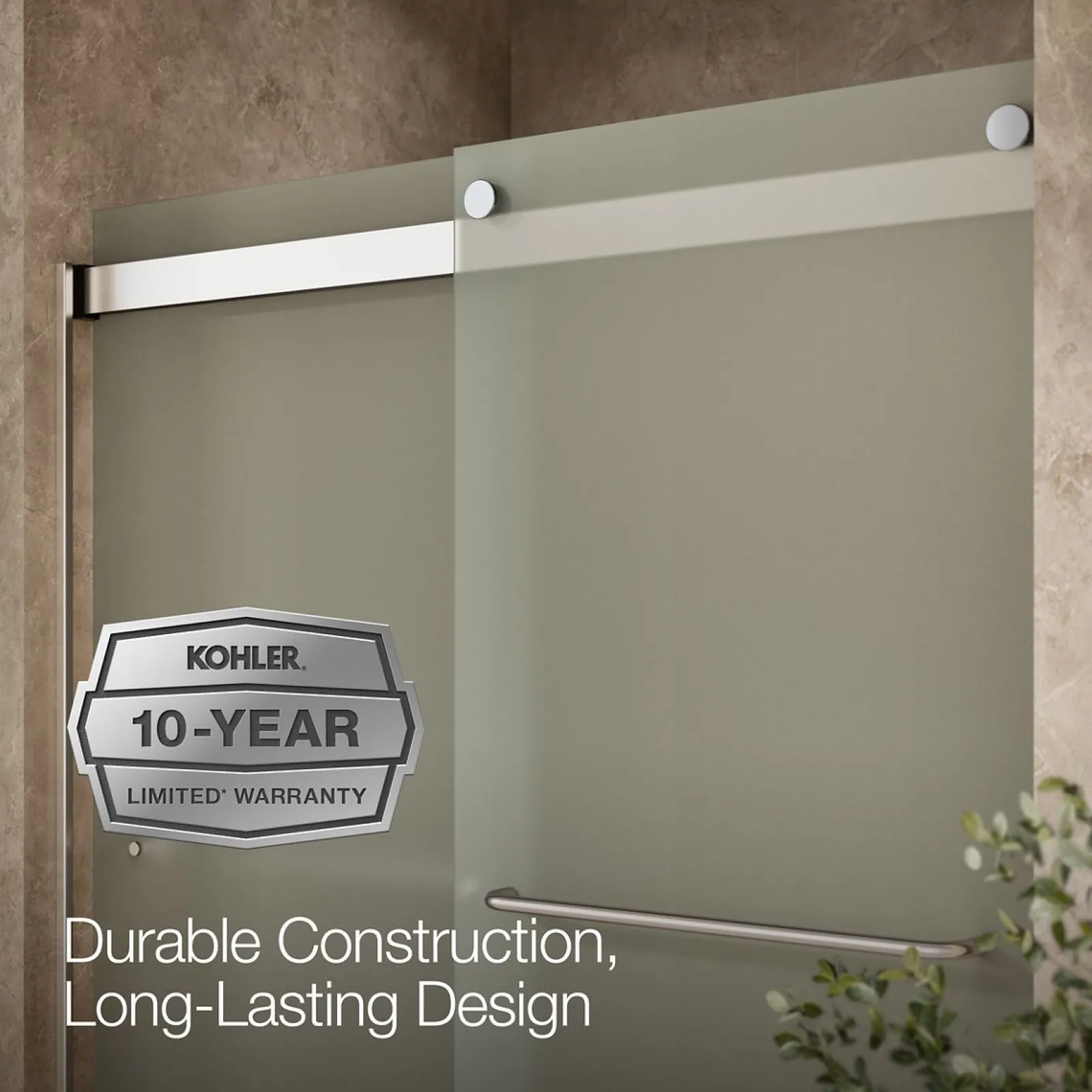 56-5/8"-59-5/8" W x 74" H bypass shower door with 1/4"-thick Frosted glass^Kohler
