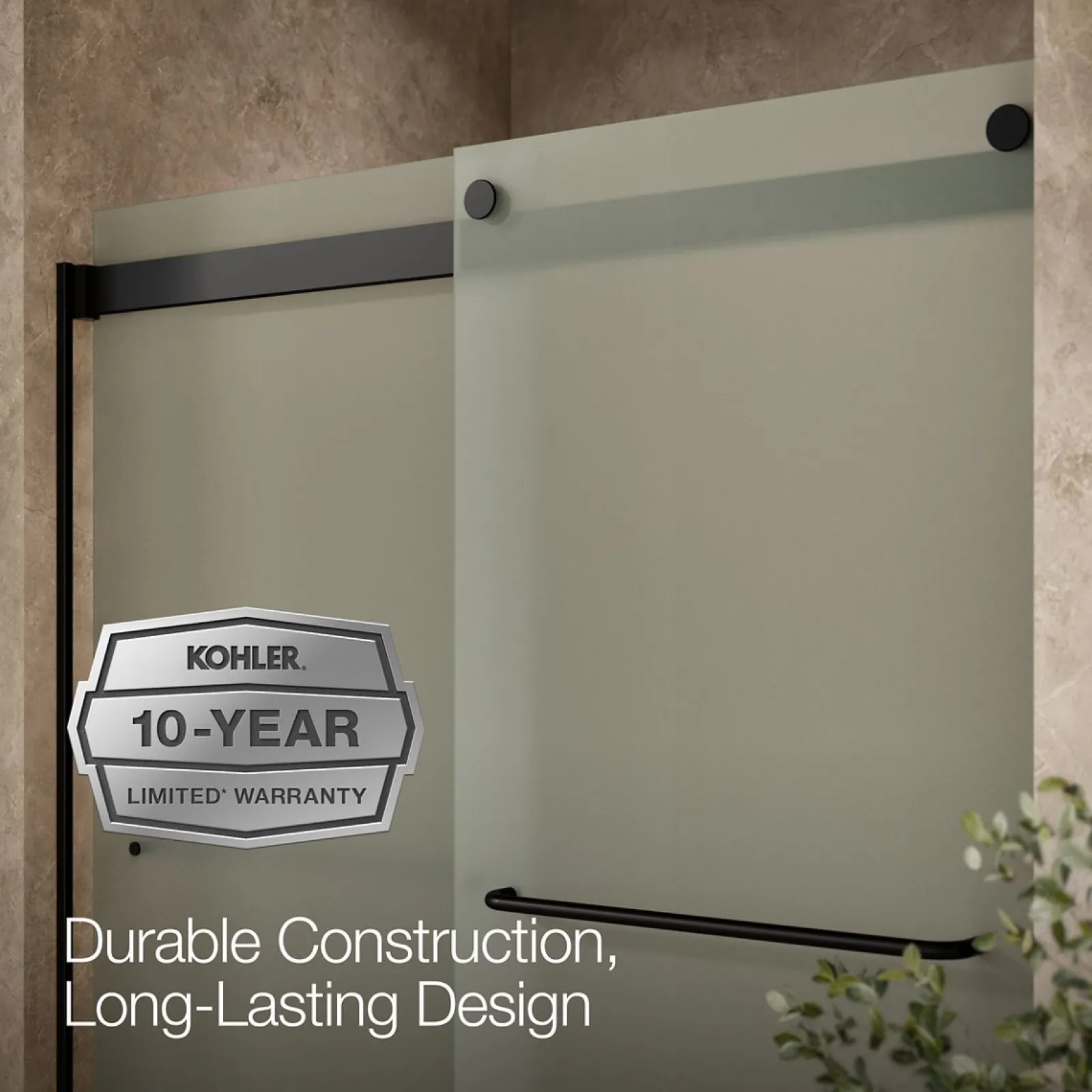 56-5/8"-59-5/8" W x 74" H bypass shower door with 1/4"-thick Frosted glass^Kohler
