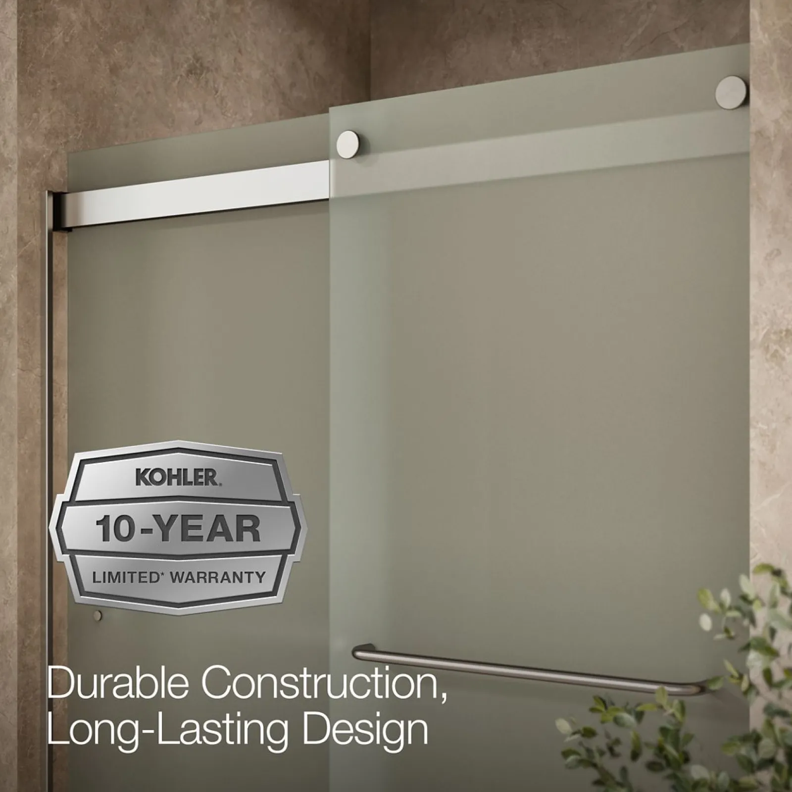 56-5/8"-59-5/8" W x 74" H bypass shower door with 1/4"-thick Frosted glass^Kohler