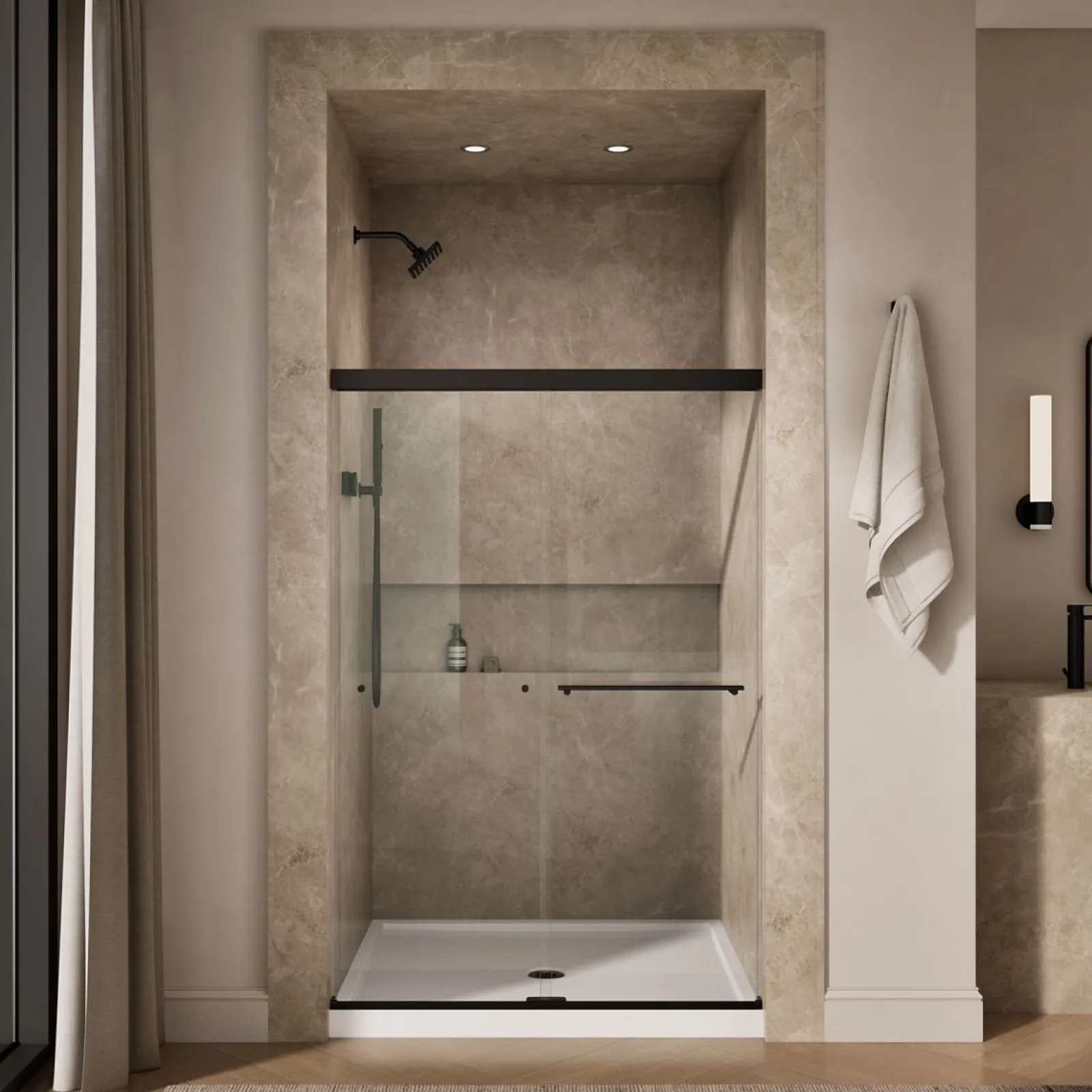 44-5/8"-47-5/8" W x 70" H bypass shower door with 1/4"-thick Crystal Clear glass^Kohler Outlet