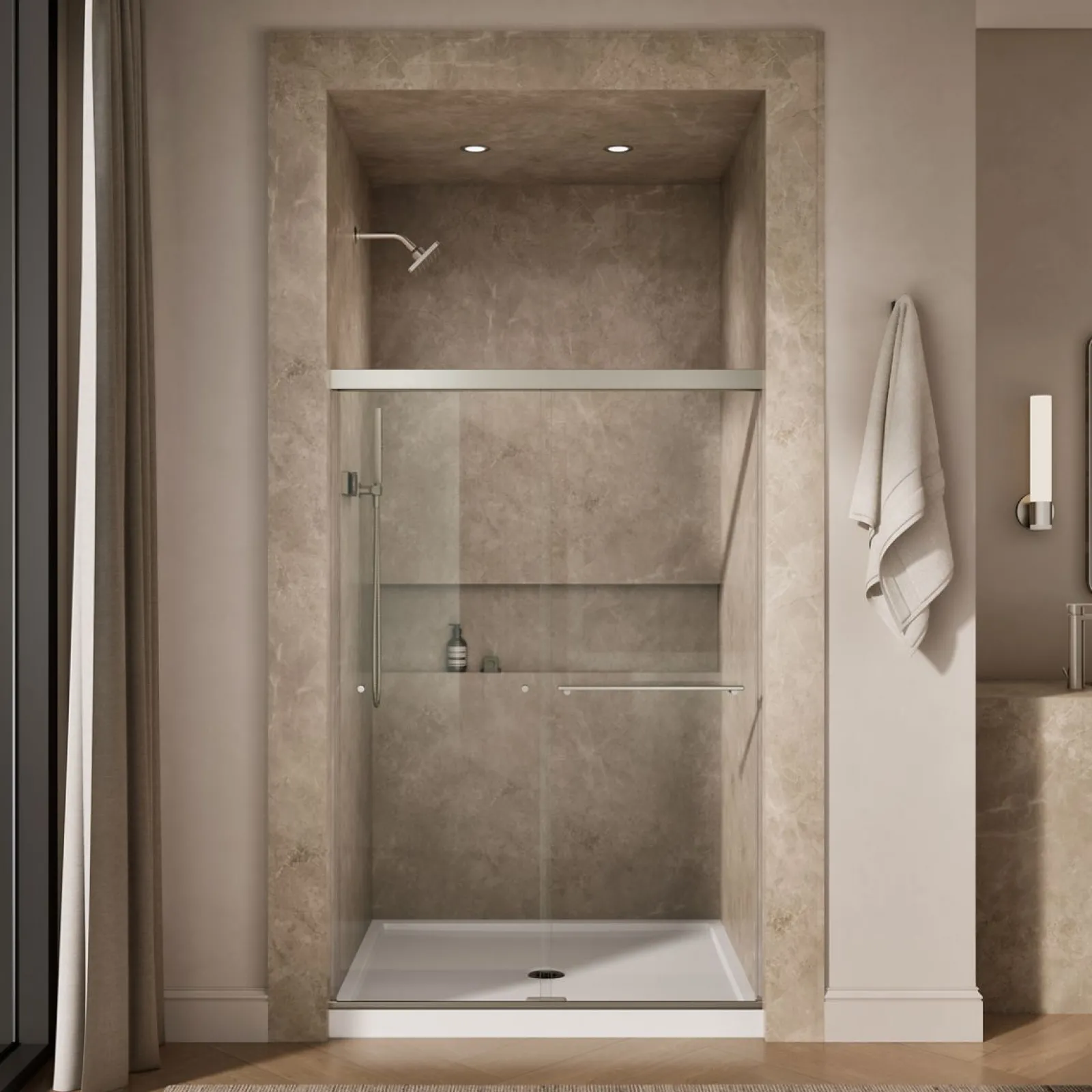44-5/8"-47-5/8" W x 70" H bypass shower door with 1/4"-thick Crystal Clear glass^Kohler Outlet