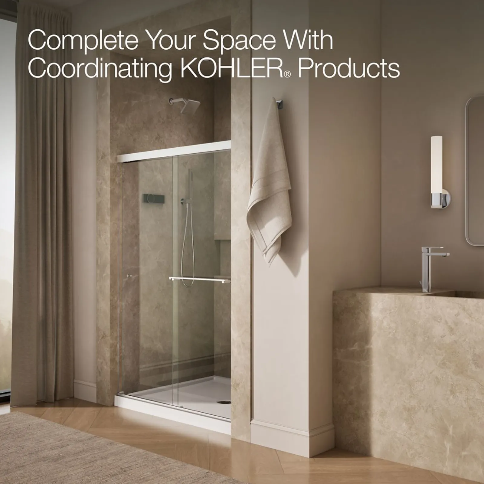 44-5/8"-47-5/8" W x 70" H bypass shower door with 1/4"-thick Crystal Clear glass^Kohler Outlet