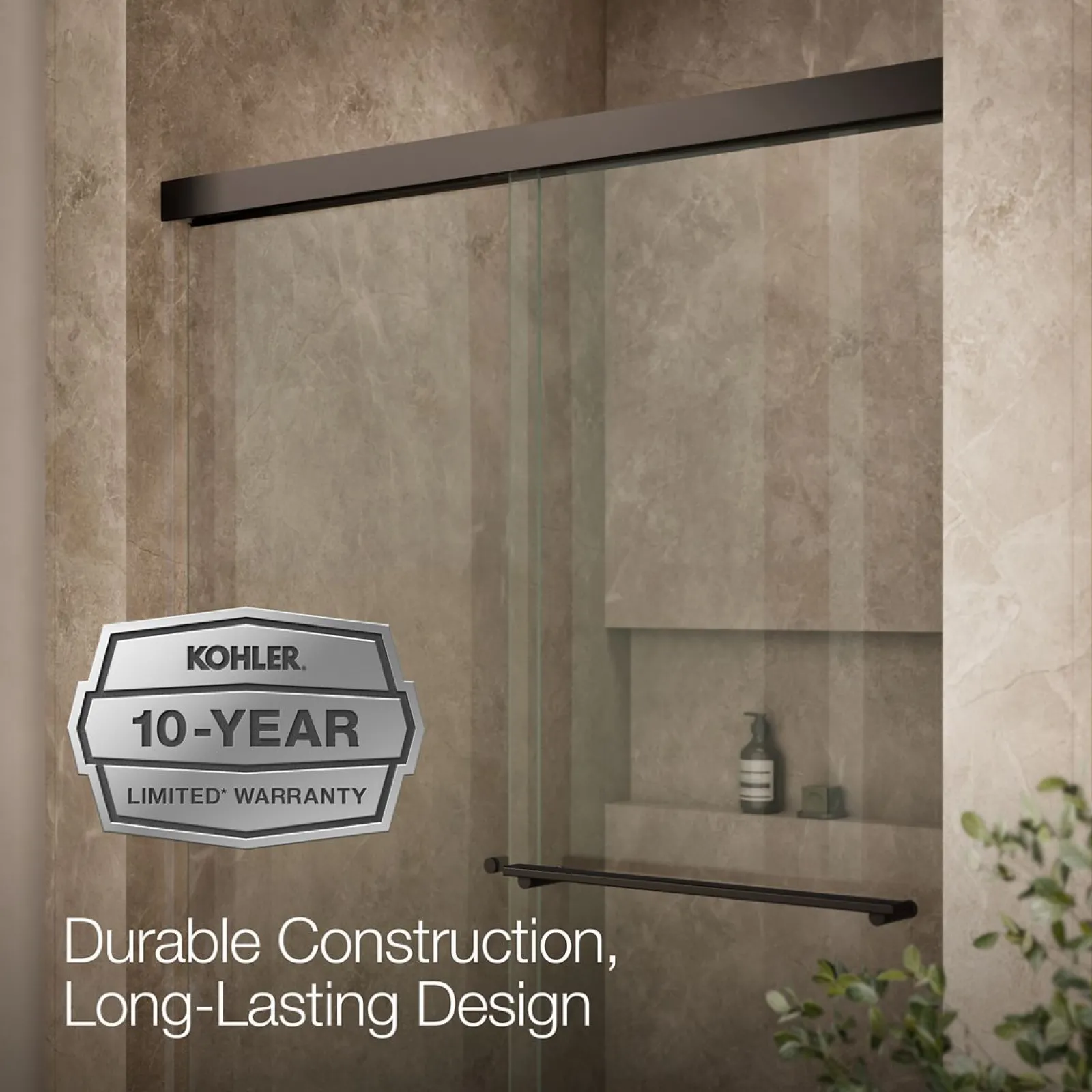 44-5/8"-47-5/8" W x 70" H bypass shower door with 1/4"-thick Crystal Clear glass^Kohler Outlet