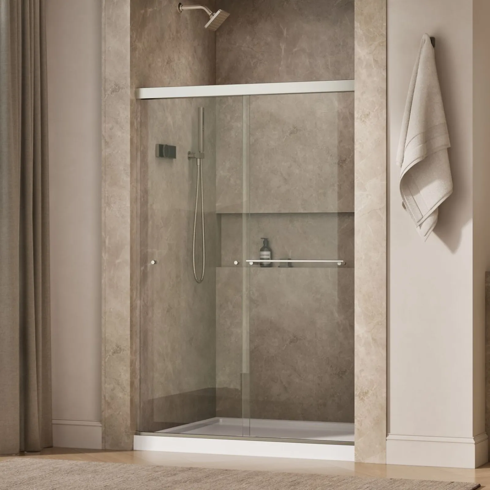 44-5/8"-47-5/8" W x 70" H bypass shower door with 1/4"-thick Crystal Clear glass^Kohler Outlet