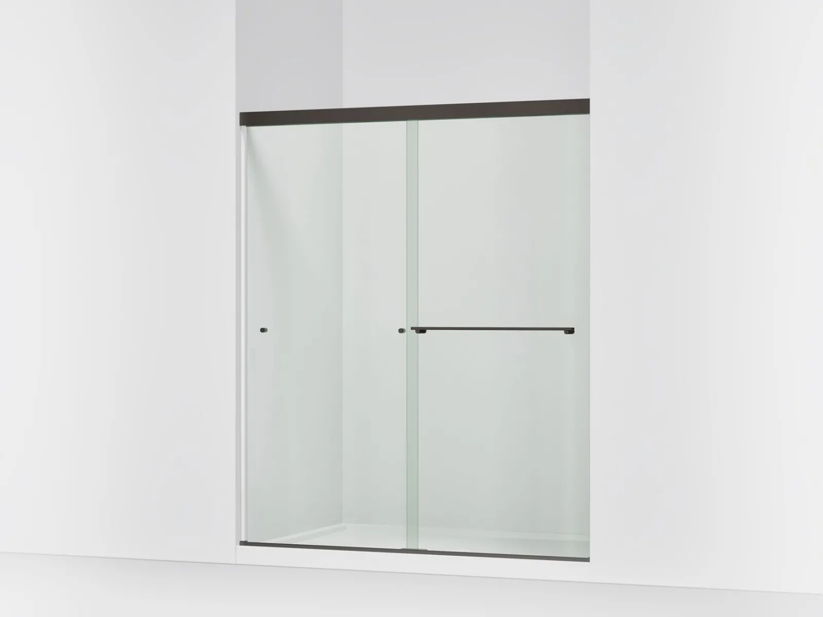 55-5/8"-59-5/8" W x 70" H bypass shower door with 5/16"-thick Crystal Clear glass^Kohler Clearance
