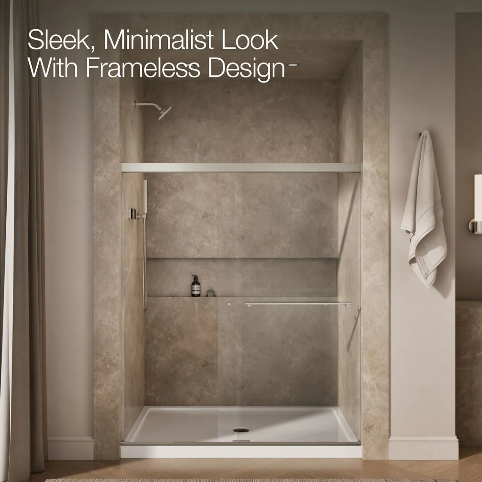 55-5/8"-59-5/8" W x 70" H bypass shower door with 5/16"-thick Crystal Clear glass^Kohler Clearance