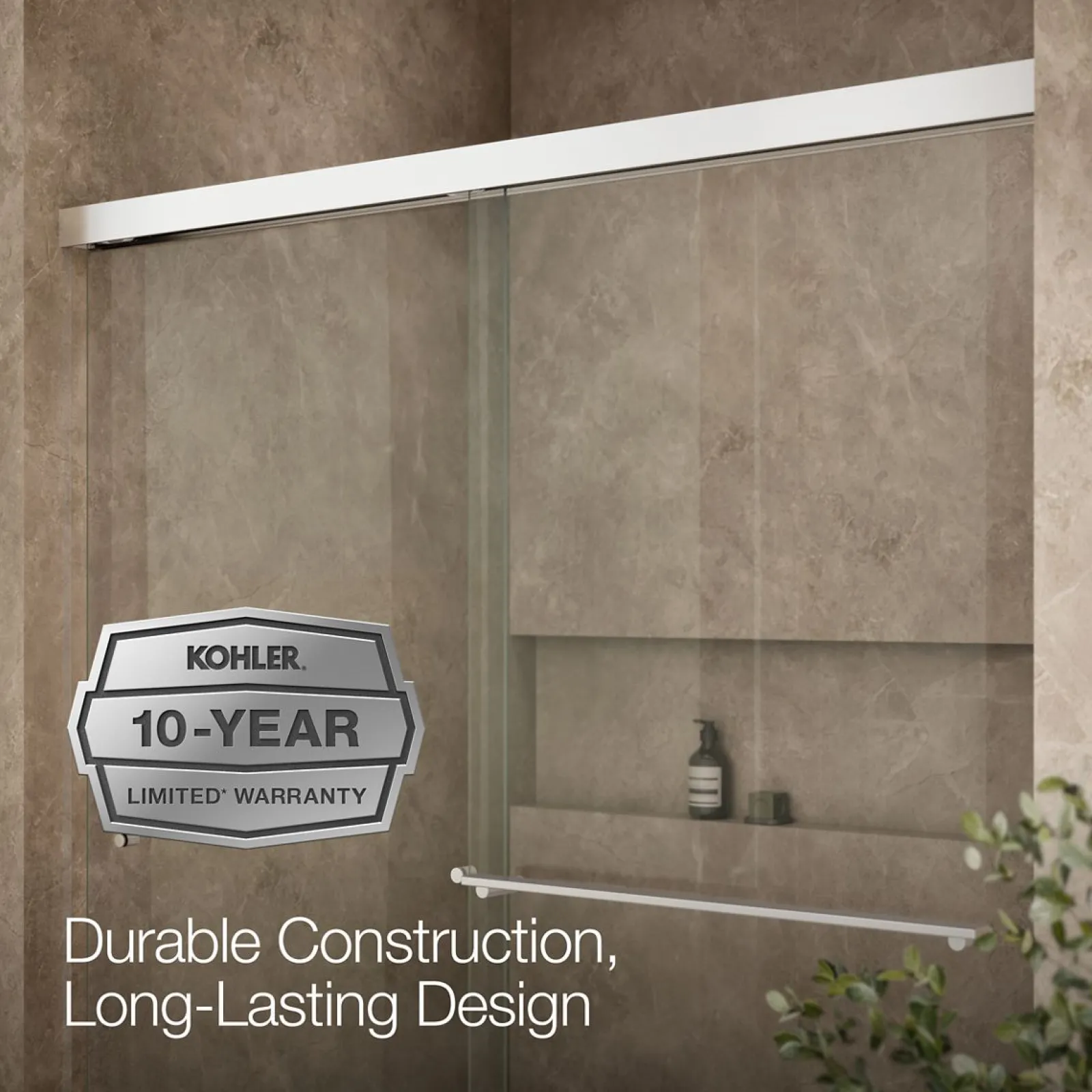 55-5/8"-59-5/8" W x 70" H bypass shower door with 5/16"-thick Crystal Clear glass^Kohler Clearance