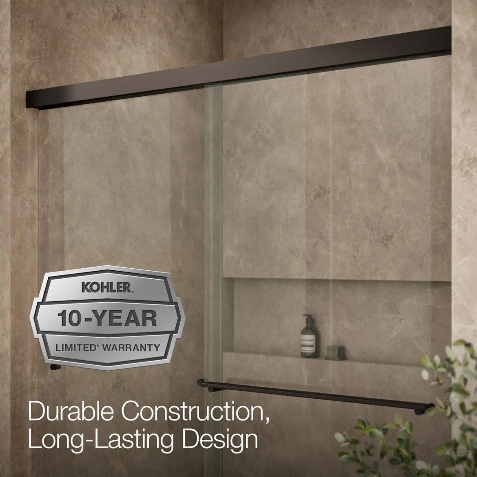55-5/8"-59-5/8" W x 70" H bypass shower door with 5/16"-thick Crystal Clear glass^Kohler Clearance