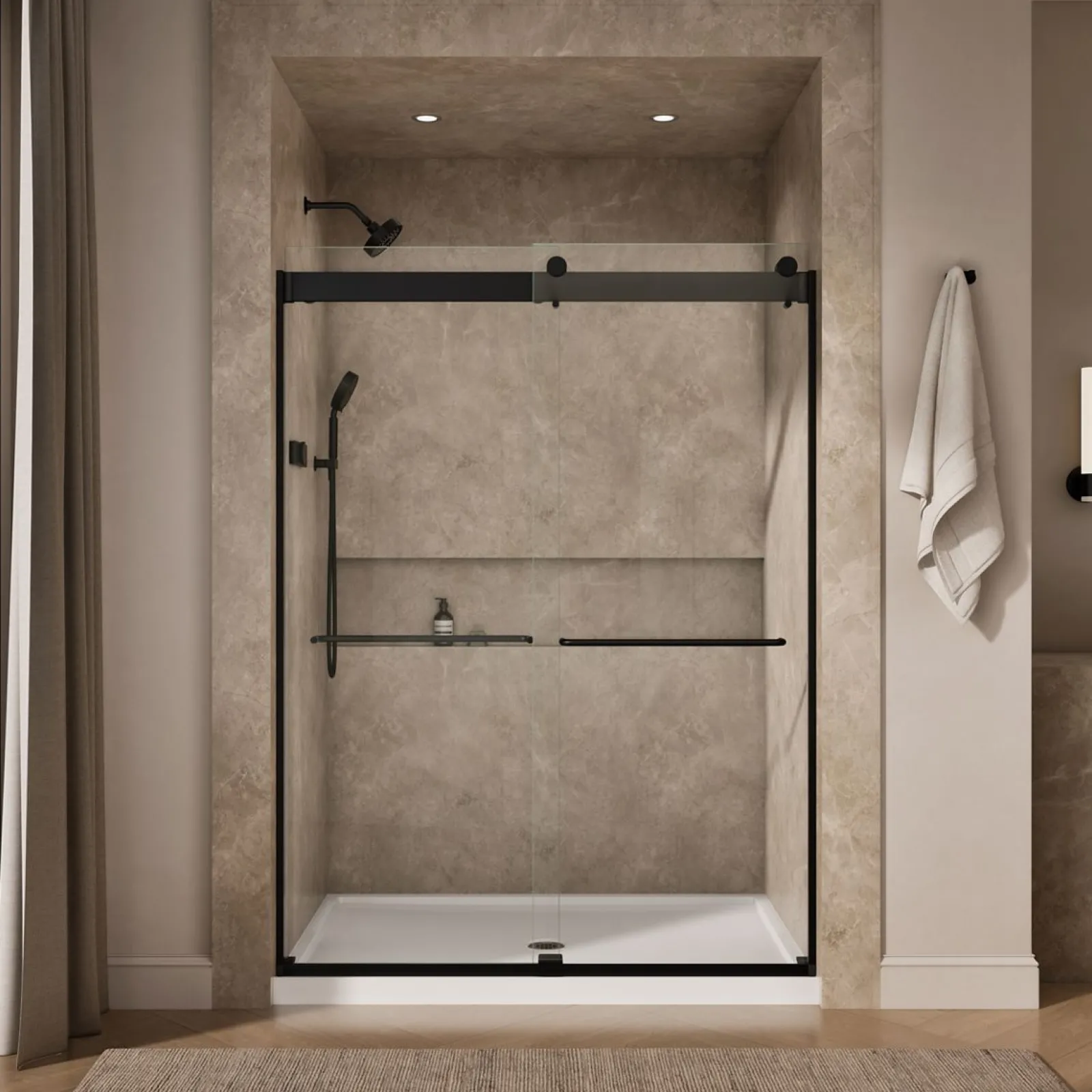 54"-60" W x 80-1/4" H bypass shower door with 3/8"-thick Crystal Clear glass^Kohler Outlet