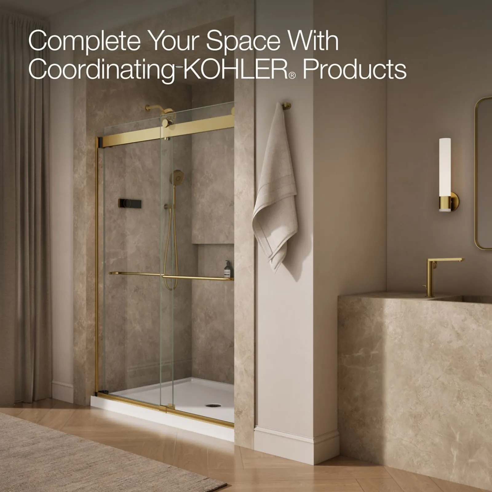 54"-60" W x 80-1/4" H bypass shower door with 3/8"-thick Crystal Clear glass^Kohler Outlet