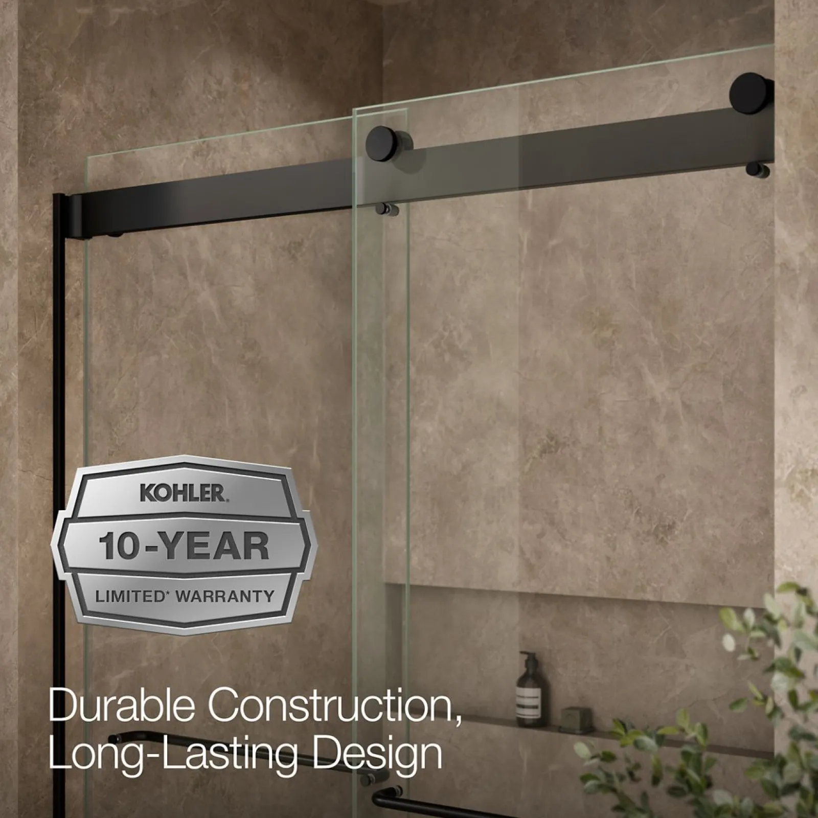 54"-60" W x 80-1/4" H bypass shower door with 3/8"-thick Crystal Clear glass^Kohler Outlet