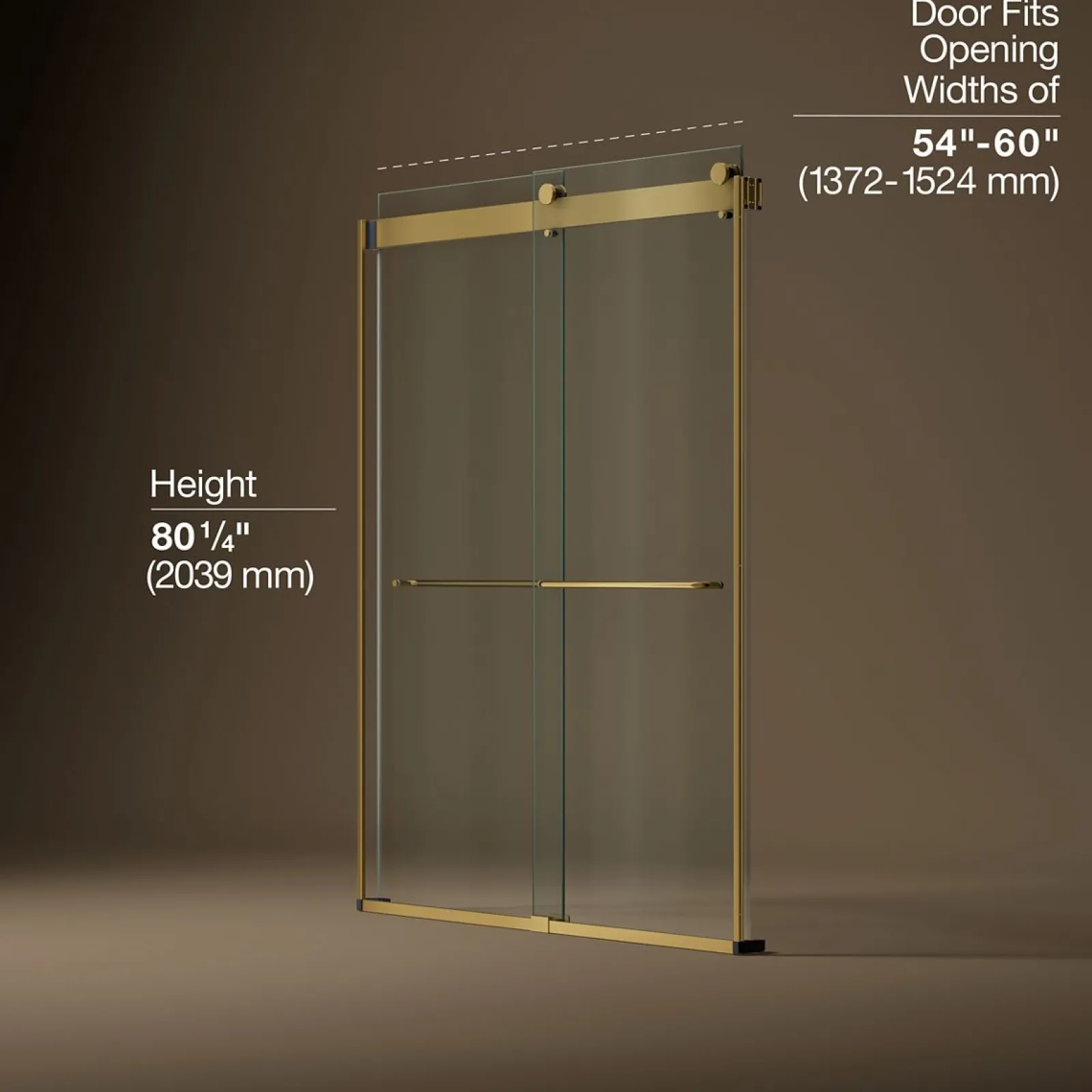 54"-60" W x 80-1/4" H bypass shower door with 3/8"-thick Crystal Clear glass^Kohler Outlet