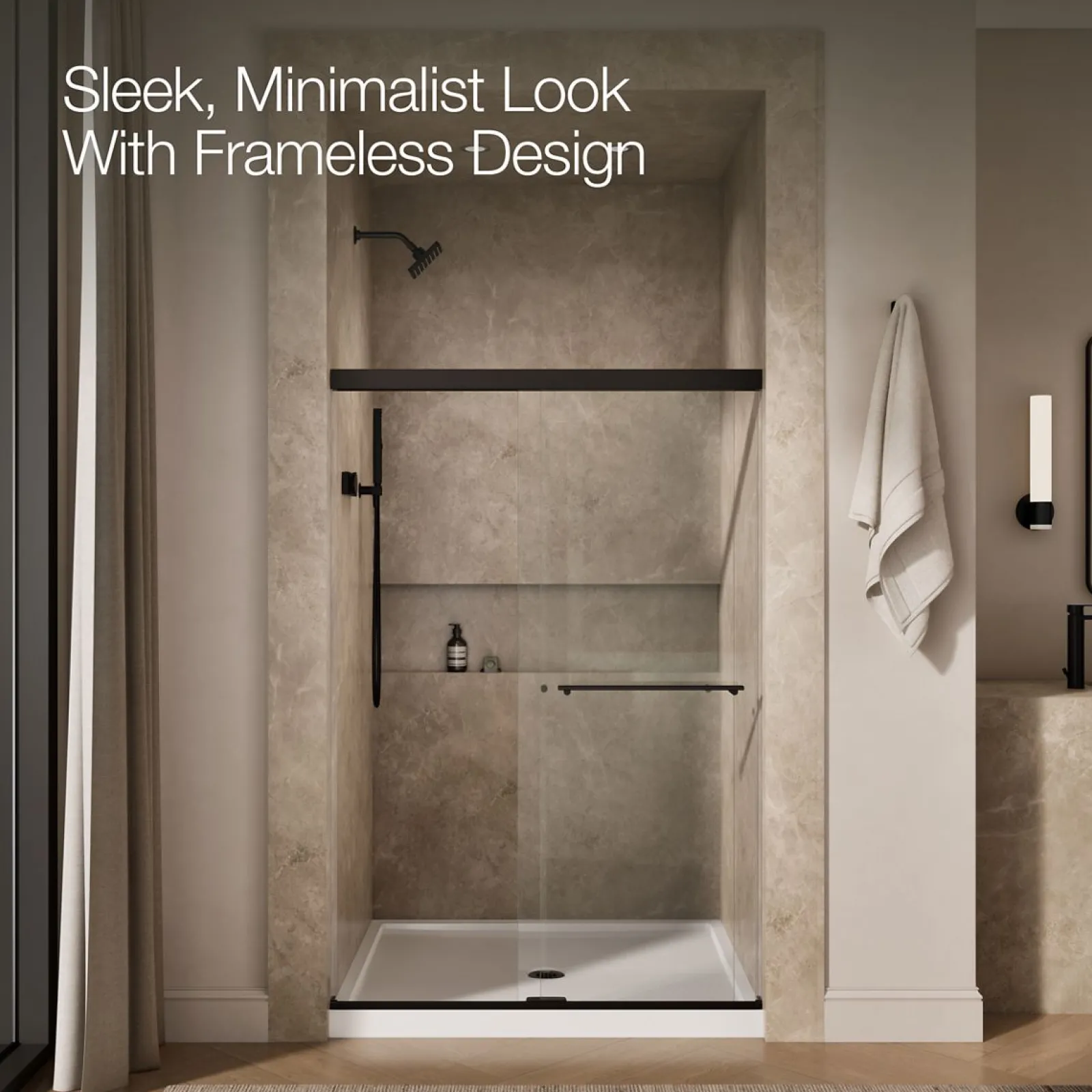 44-5/8"-47-5/8" W x 70" H bypass shower door with 5/16"-thick Crystal Clear glass^Kohler Best