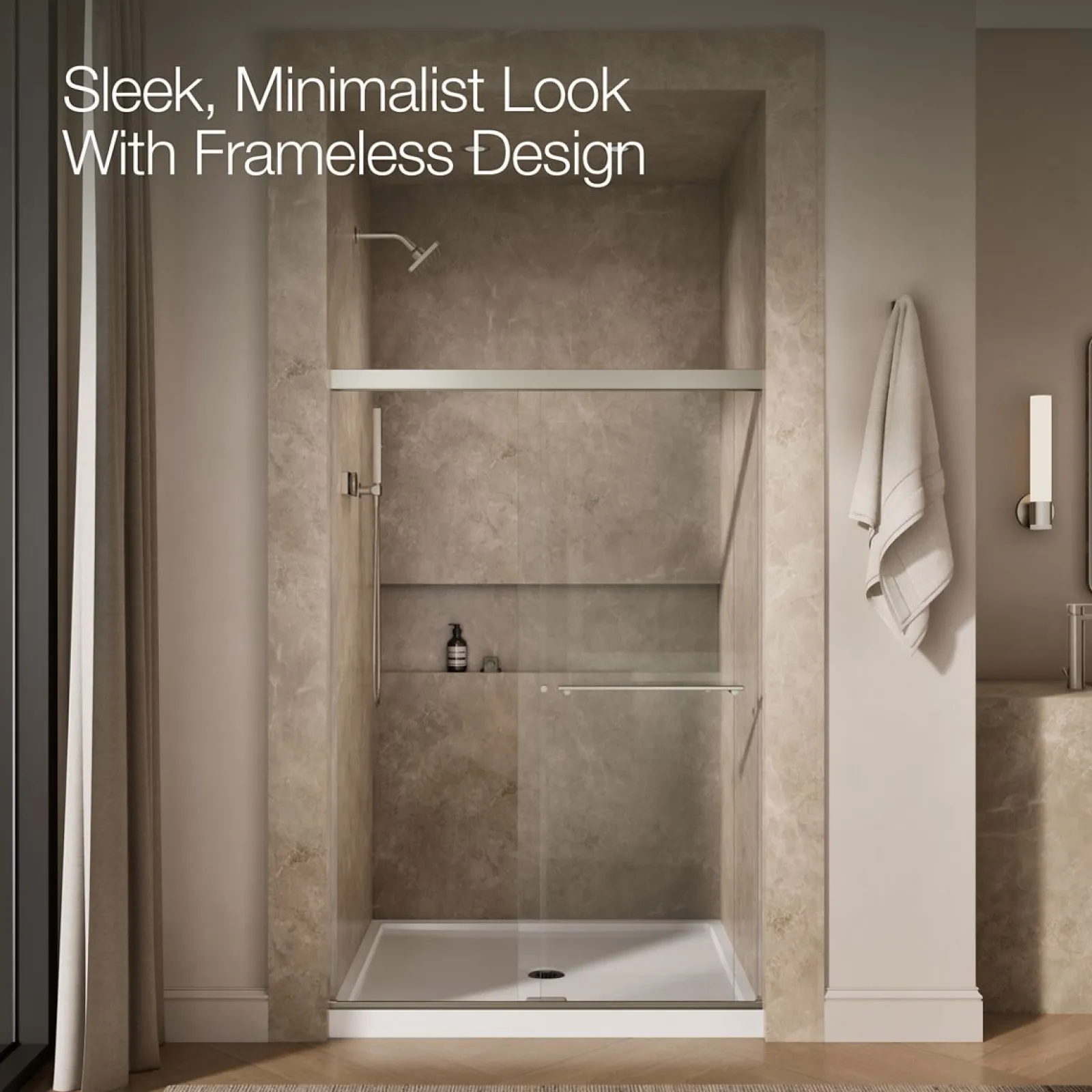 44-5/8"-47-5/8" W x 70" H bypass shower door with 5/16"-thick Crystal Clear glass^Kohler Best
