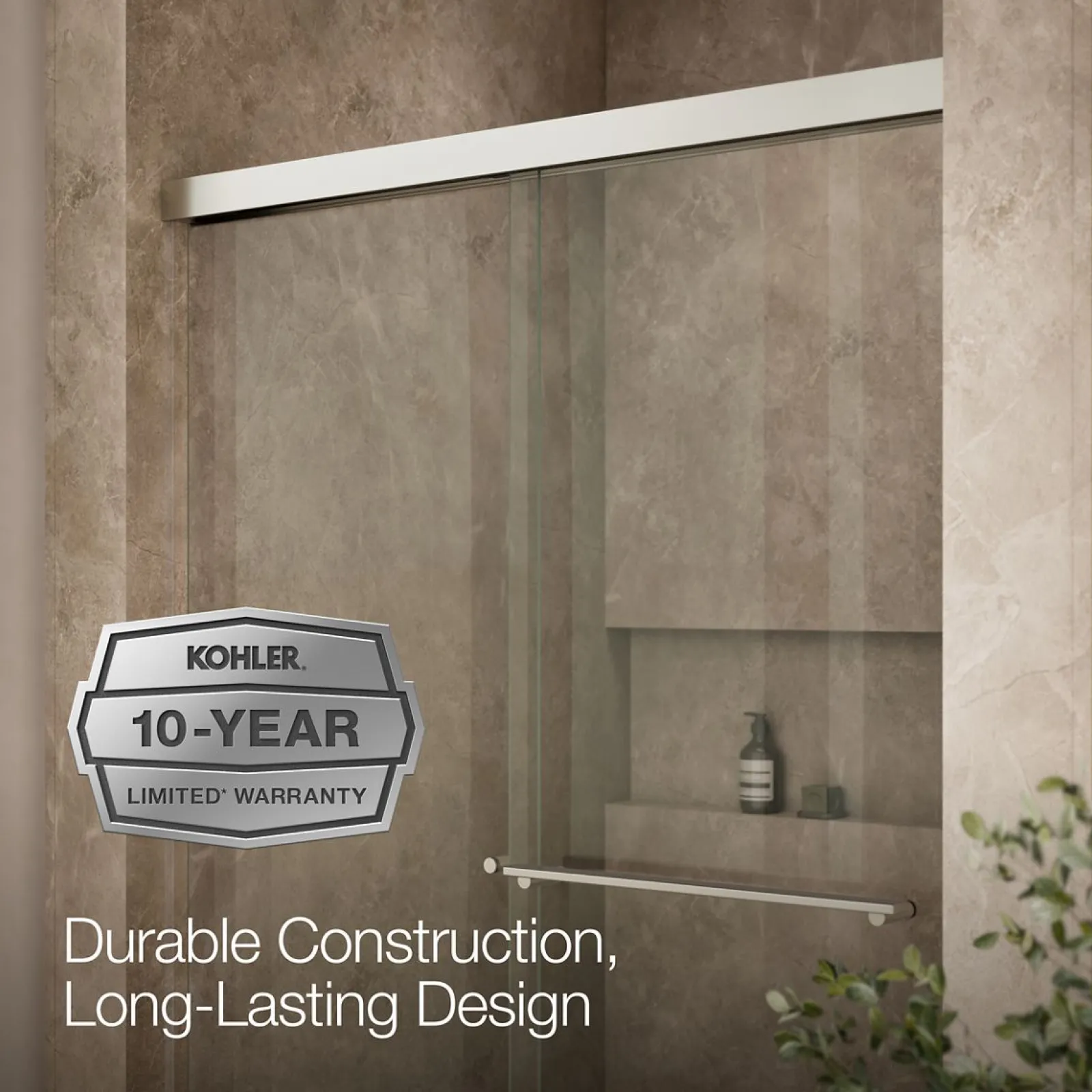44-5/8"-47-5/8" W x 70" H bypass shower door with 5/16"-thick Crystal Clear glass^Kohler Best