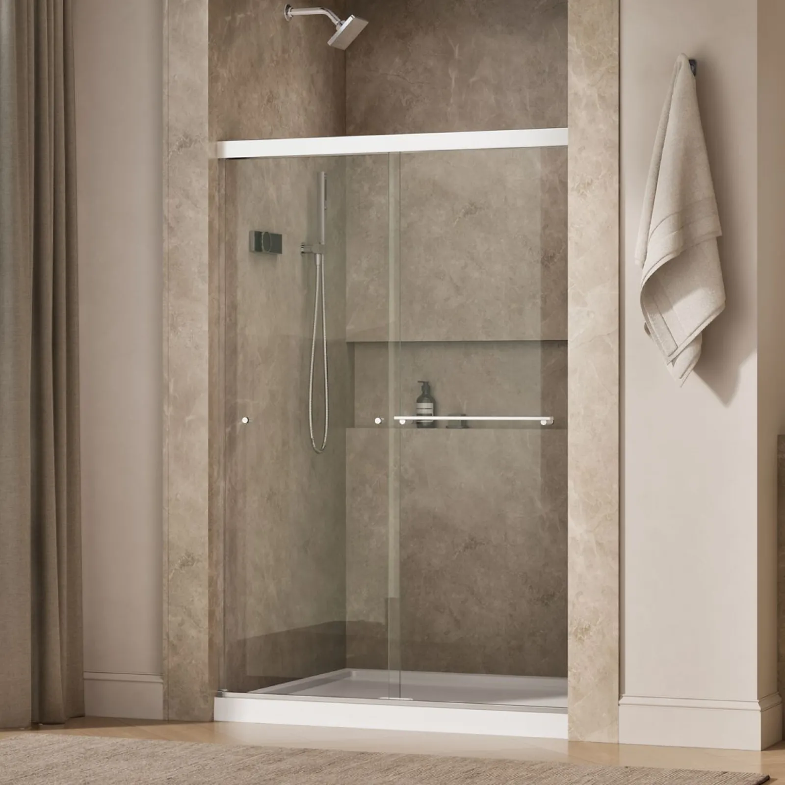 44-5/8"-47-5/8" W x 70" H bypass shower door with 5/16"-thick Crystal Clear glass^Kohler Best