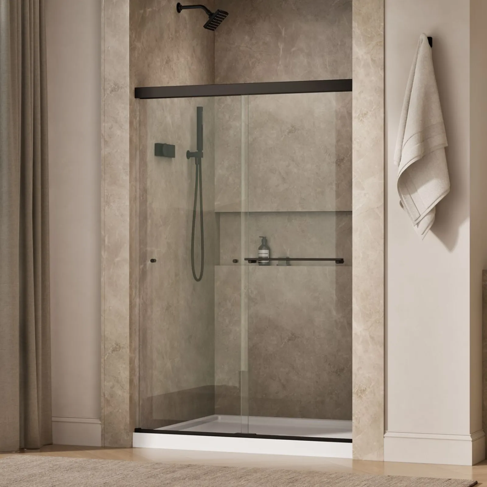 44-5/8"-47-5/8" W x 70" H bypass shower door with 5/16"-thick Crystal Clear glass^Kohler Best