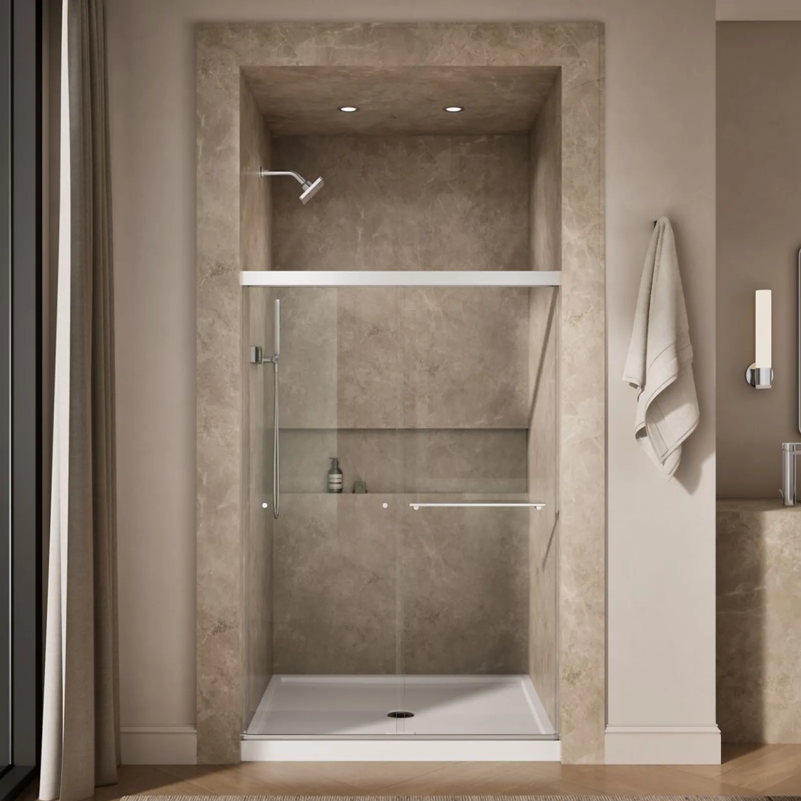44-5/8"-47-5/8" W x 70" H bypass shower door with 5/16"-thick Crystal Clear glass^Kohler Best