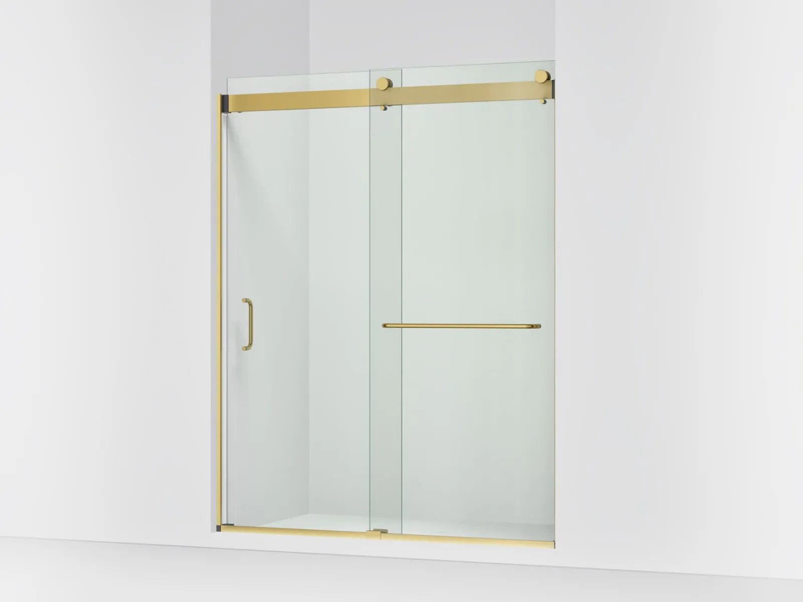 60"-66" W x 80-1/4" H bypass shower door with 3/8"-thick Crystal Clear glass^Kohler New