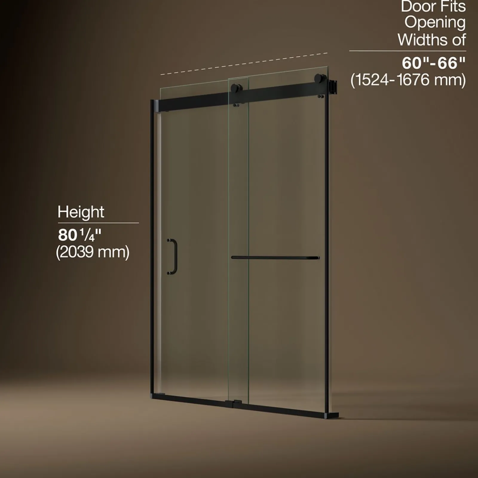 60"-66" W x 80-1/4" H bypass shower door with 3/8"-thick Crystal Clear glass^Kohler New