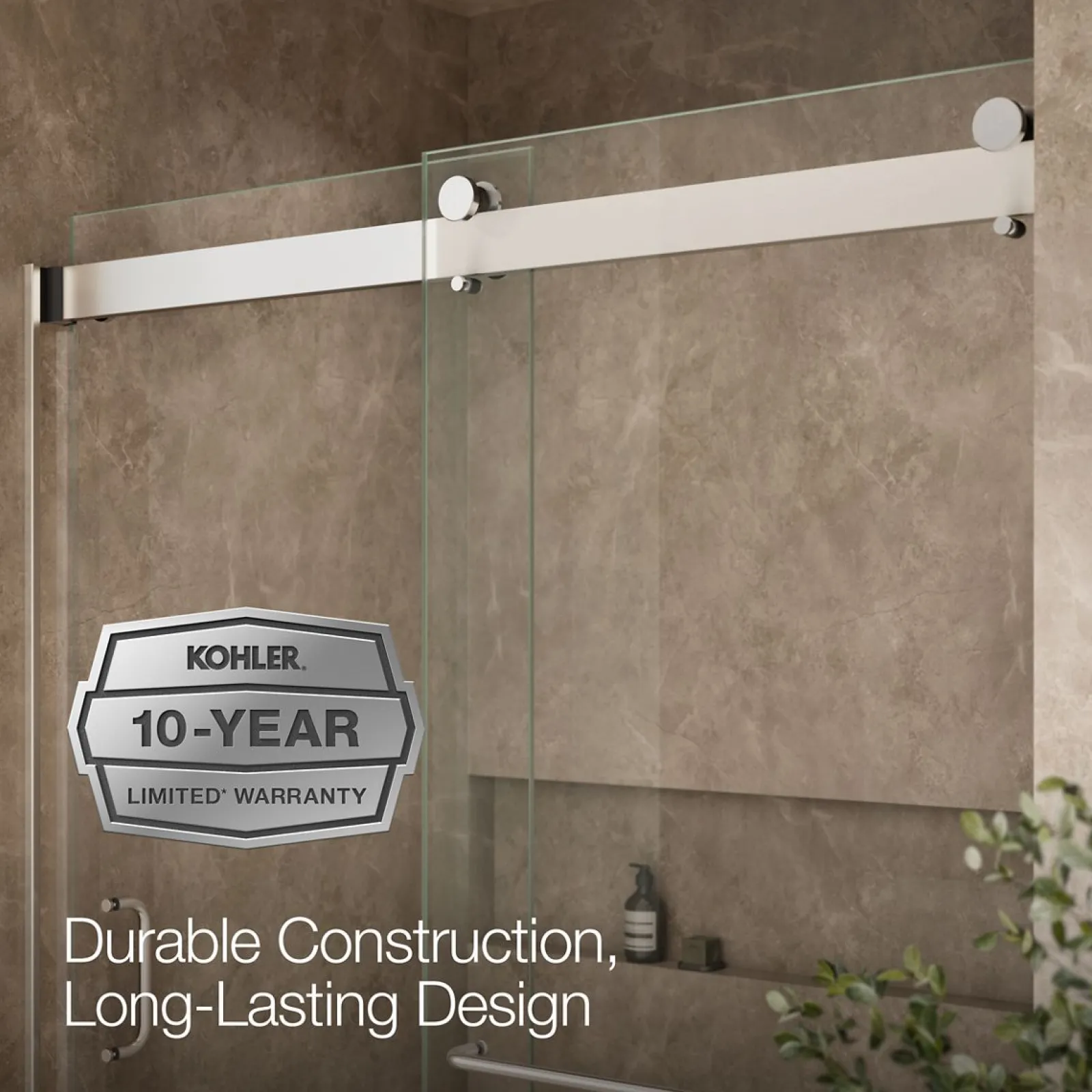 60"-66" W x 80-1/4" H bypass shower door with 3/8"-thick Crystal Clear glass^Kohler New