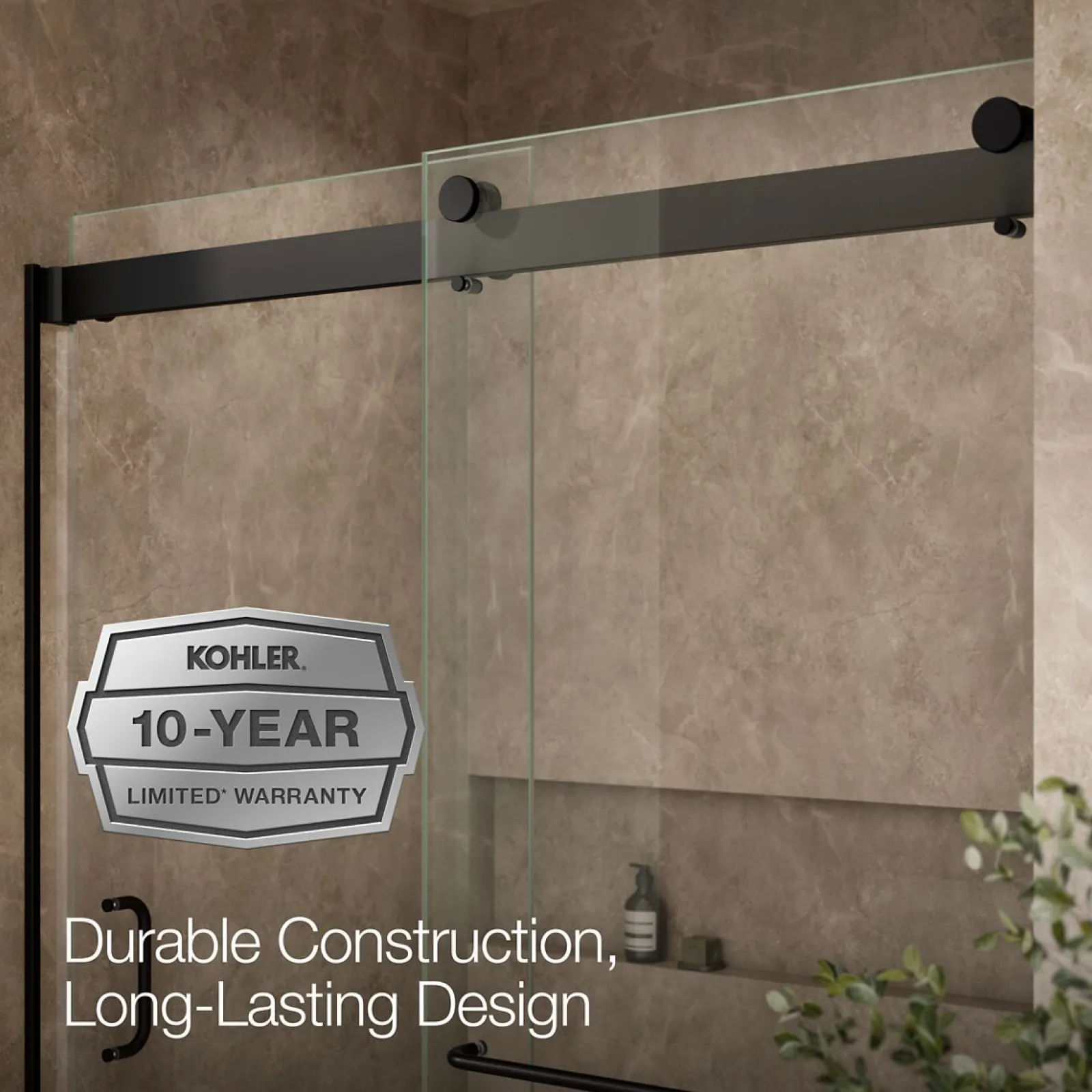 60"-66" W x 80-1/4" H bypass shower door with 3/8"-thick Crystal Clear glass^Kohler New