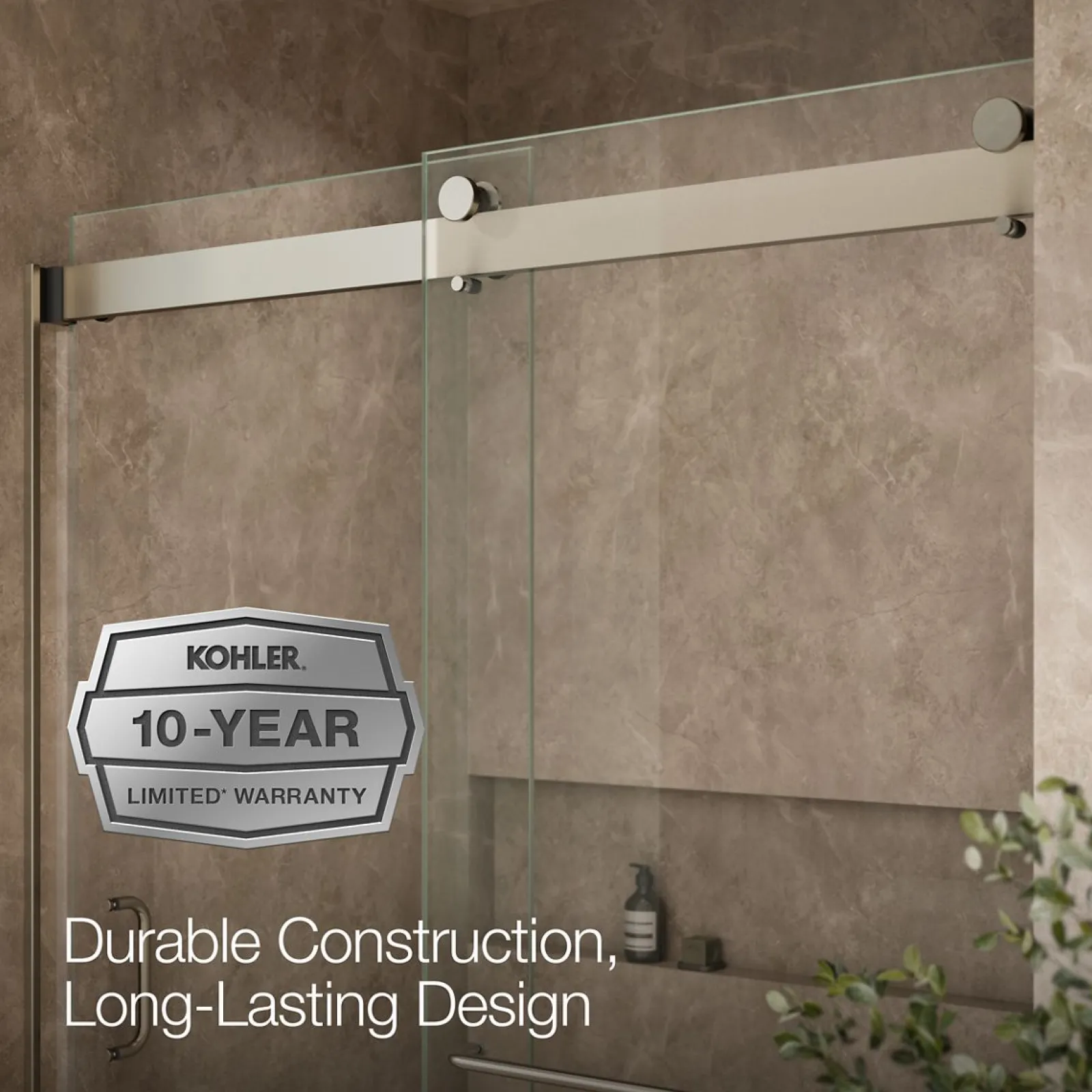 60"-66" W x 80-1/4" H bypass shower door with 3/8"-thick Crystal Clear glass^Kohler New