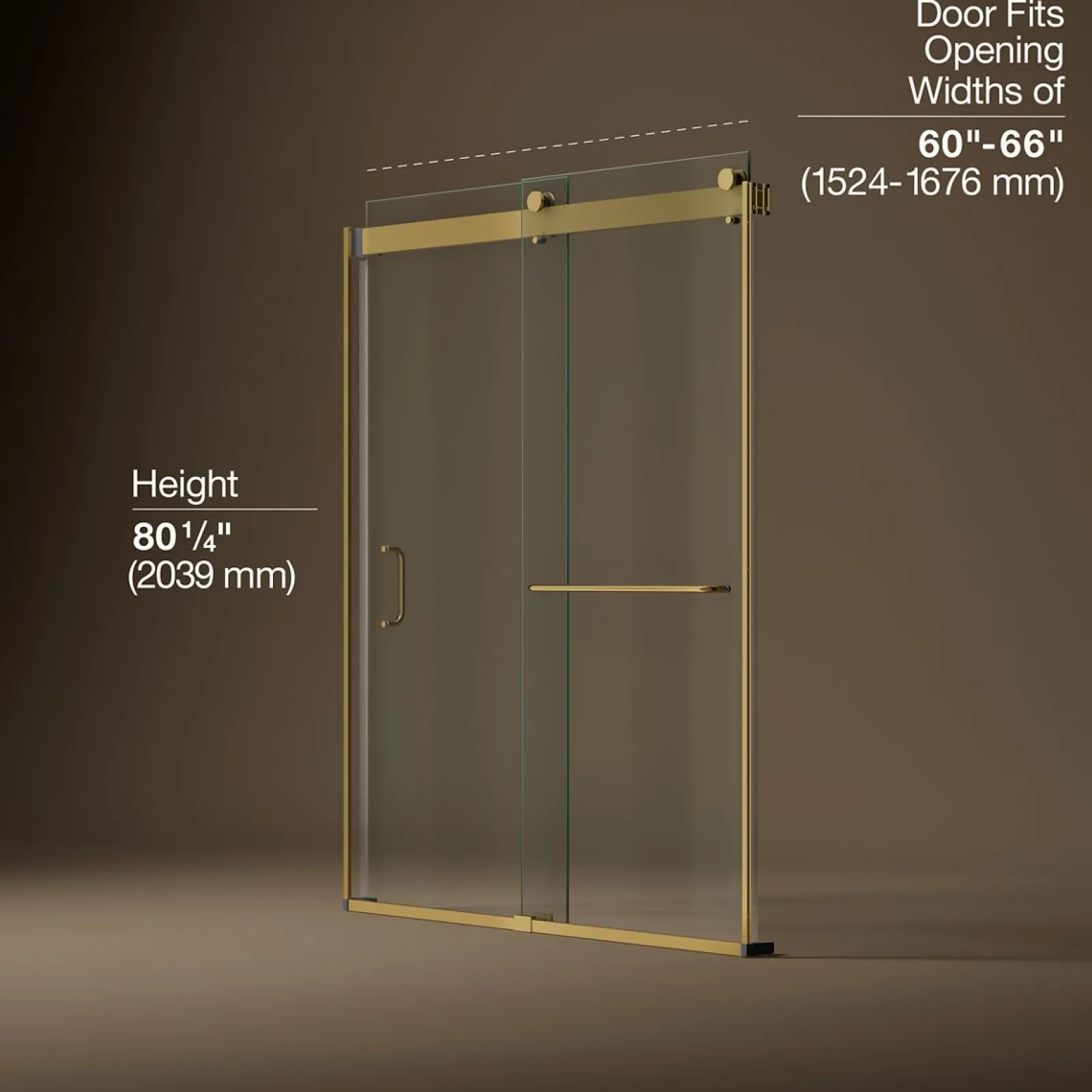 60"-66" W x 80-1/4" H bypass shower door with 3/8"-thick Crystal Clear glass^Kohler New