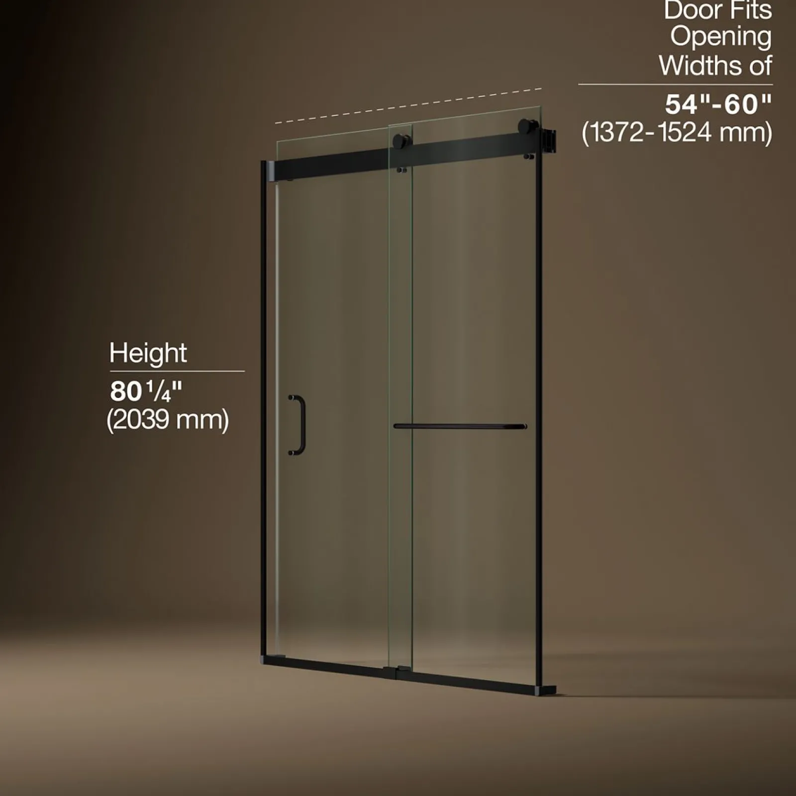 54"-60" W x 80-1/4" H bypass shower door with 3/8"-thick Crystal Clear glass^Kohler Discount