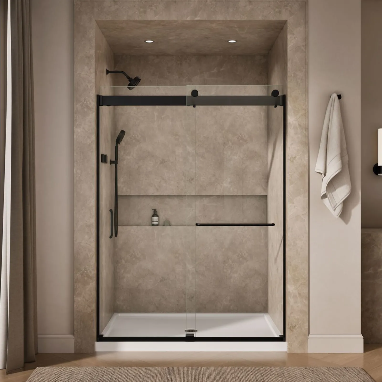 54"-60" W x 80-1/4" H bypass shower door with 3/8"-thick Crystal Clear glass^Kohler Discount