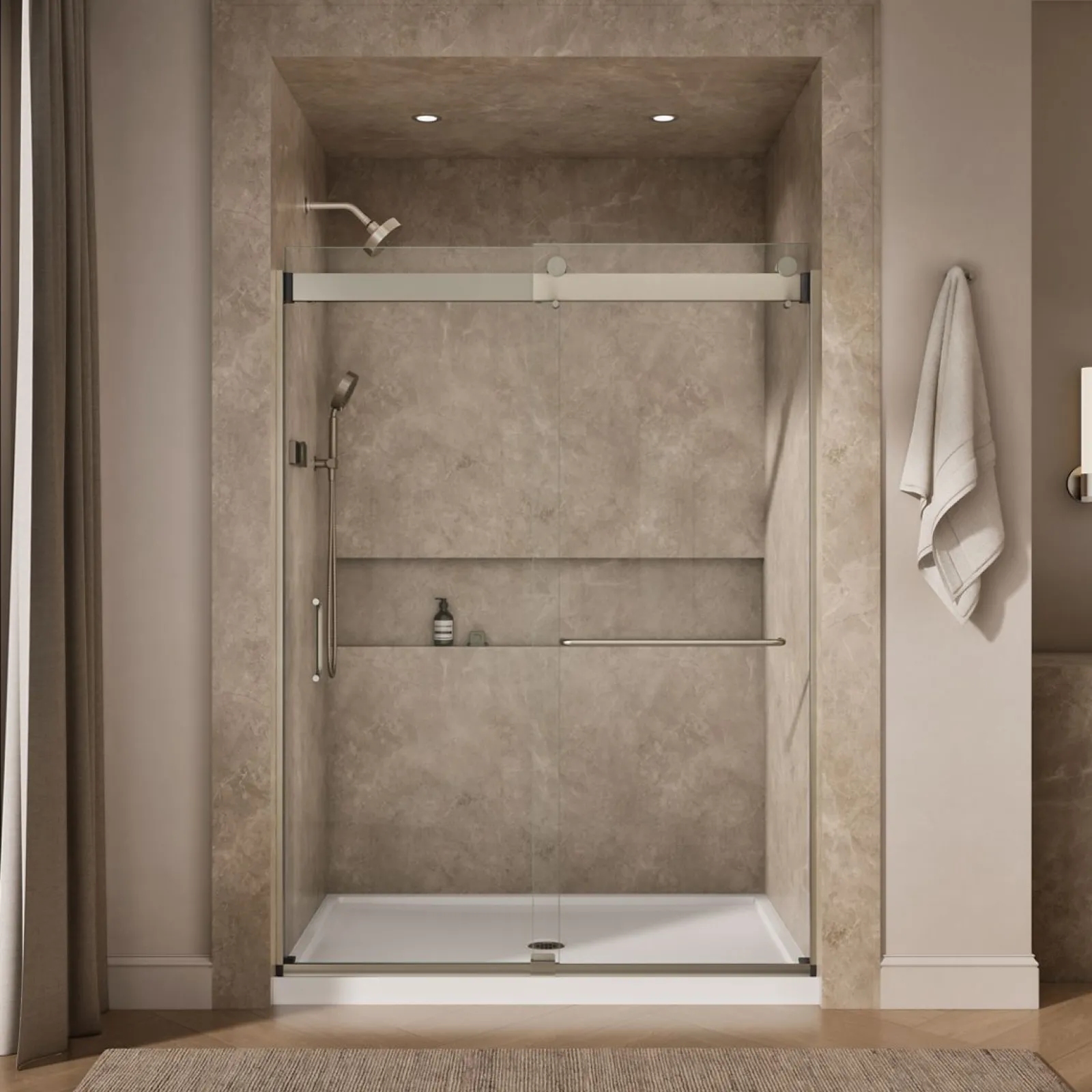 54"-60" W x 80-1/4" H bypass shower door with 3/8"-thick Crystal Clear glass^Kohler Discount