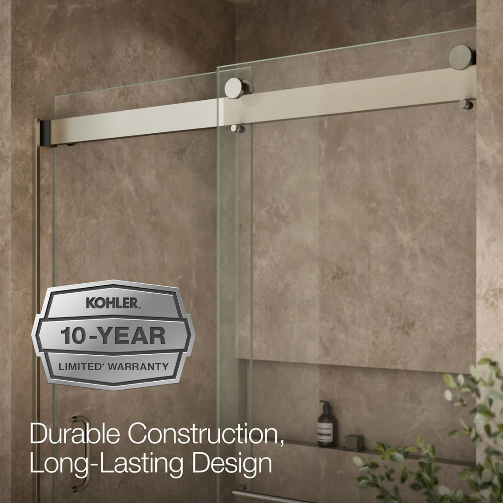 54"-60" W x 80-1/4" H bypass shower door with 3/8"-thick Crystal Clear glass^Kohler Discount
